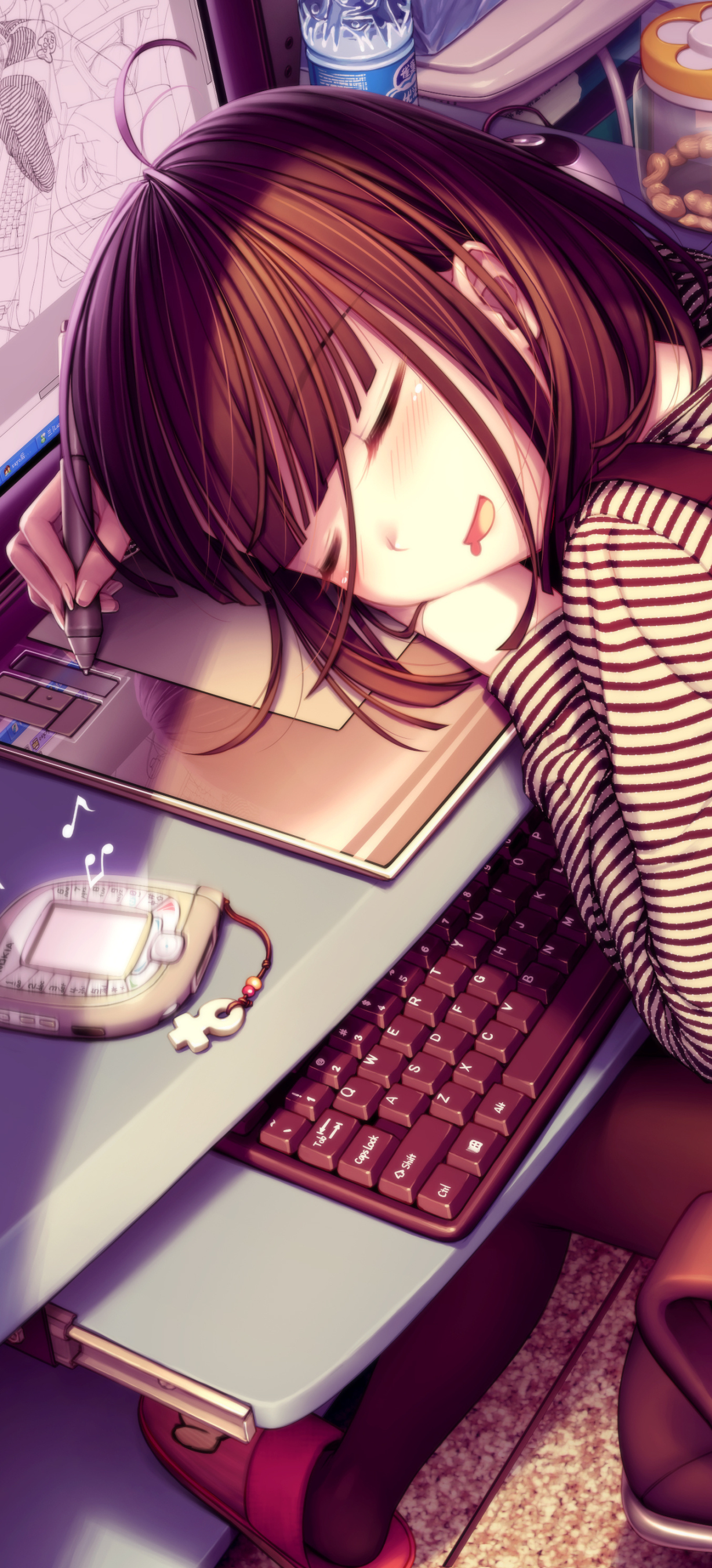 Download mobile wallpaper Anime, Girl, Sleeping, Brown Hair for free.