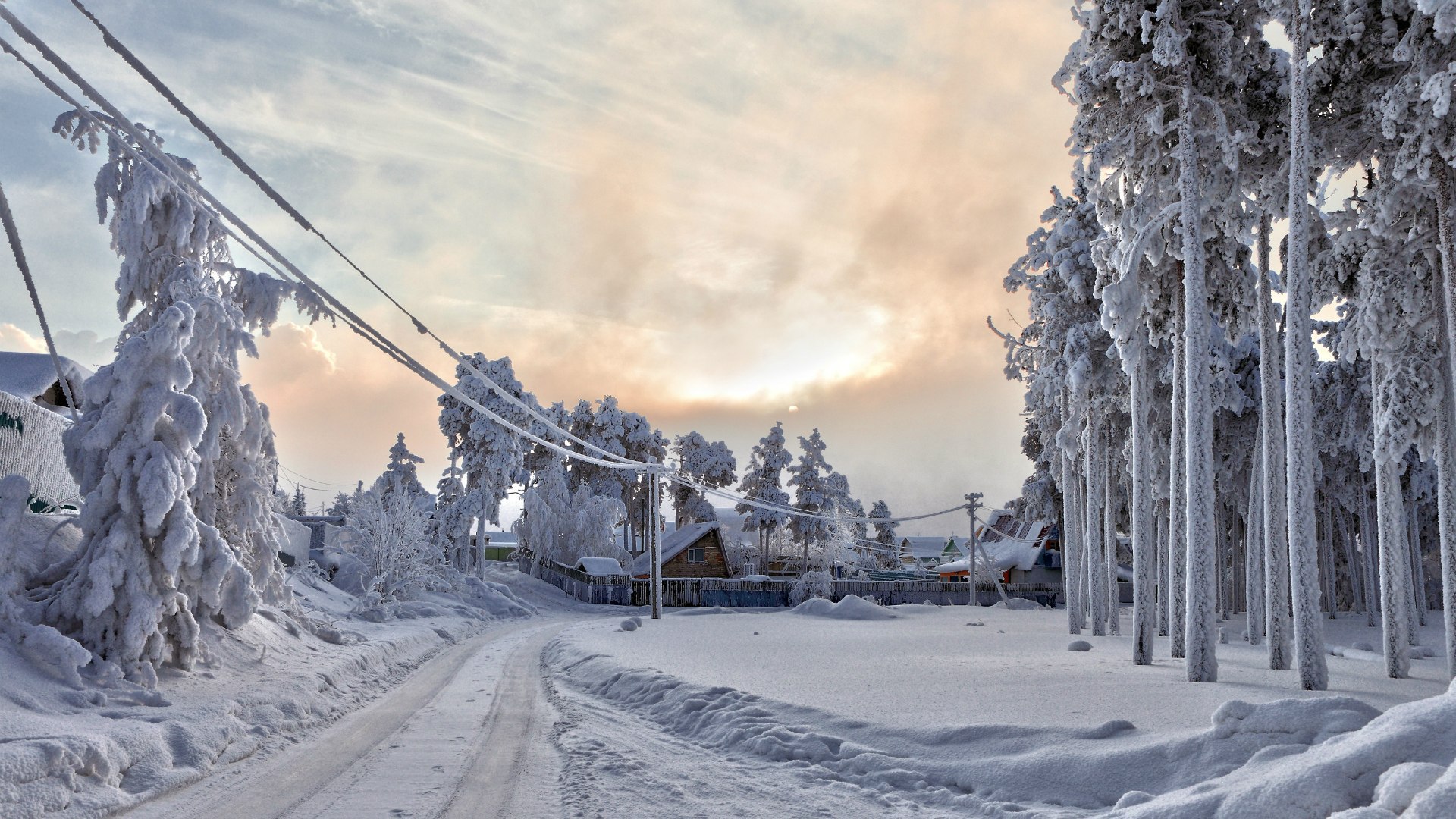 Free download wallpaper Winter, Snow, Road, House, Photography, Power Line on your PC desktop