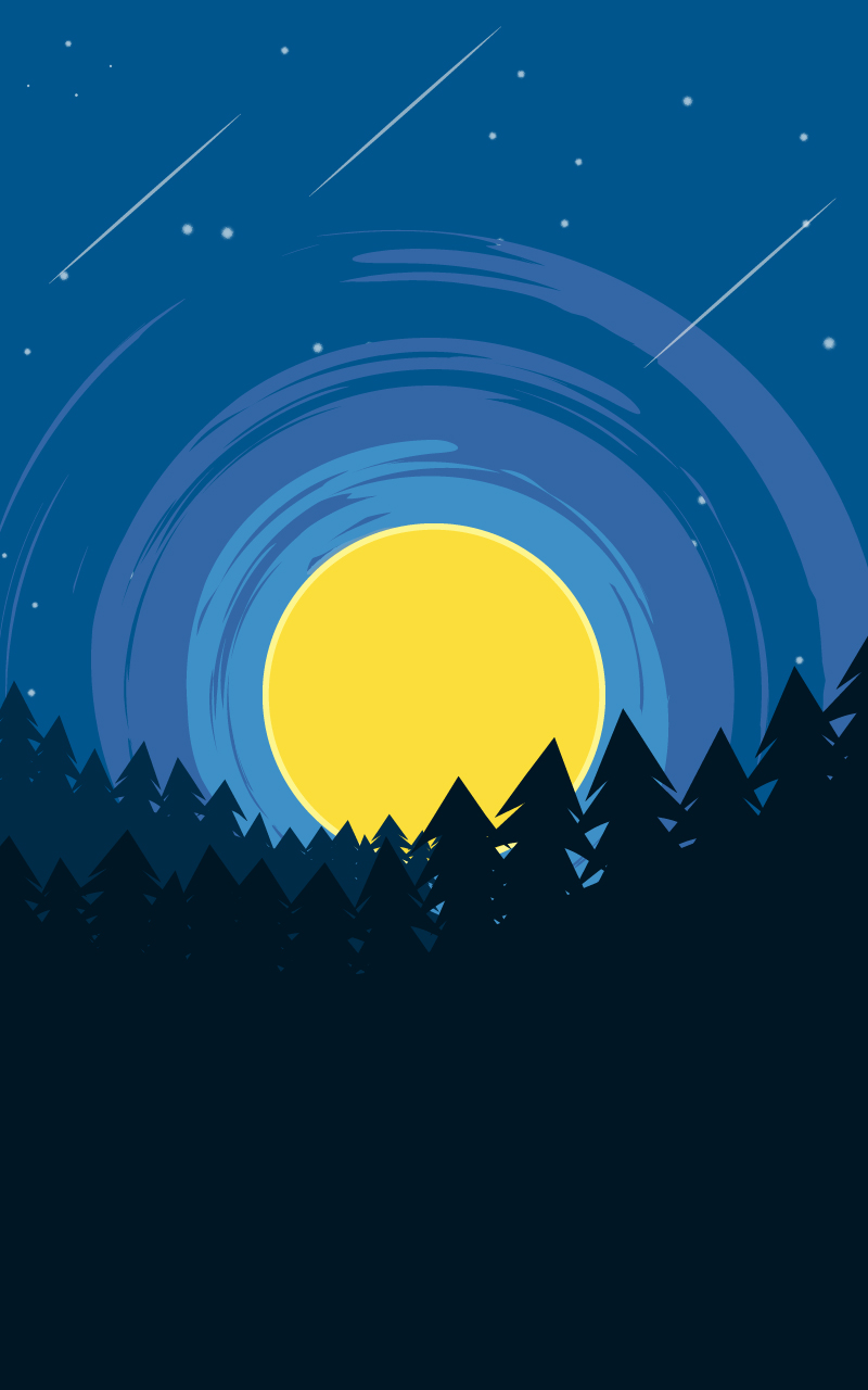 Download mobile wallpaper Landscape, Stars, Night, Moon, Forest, Earth for free.