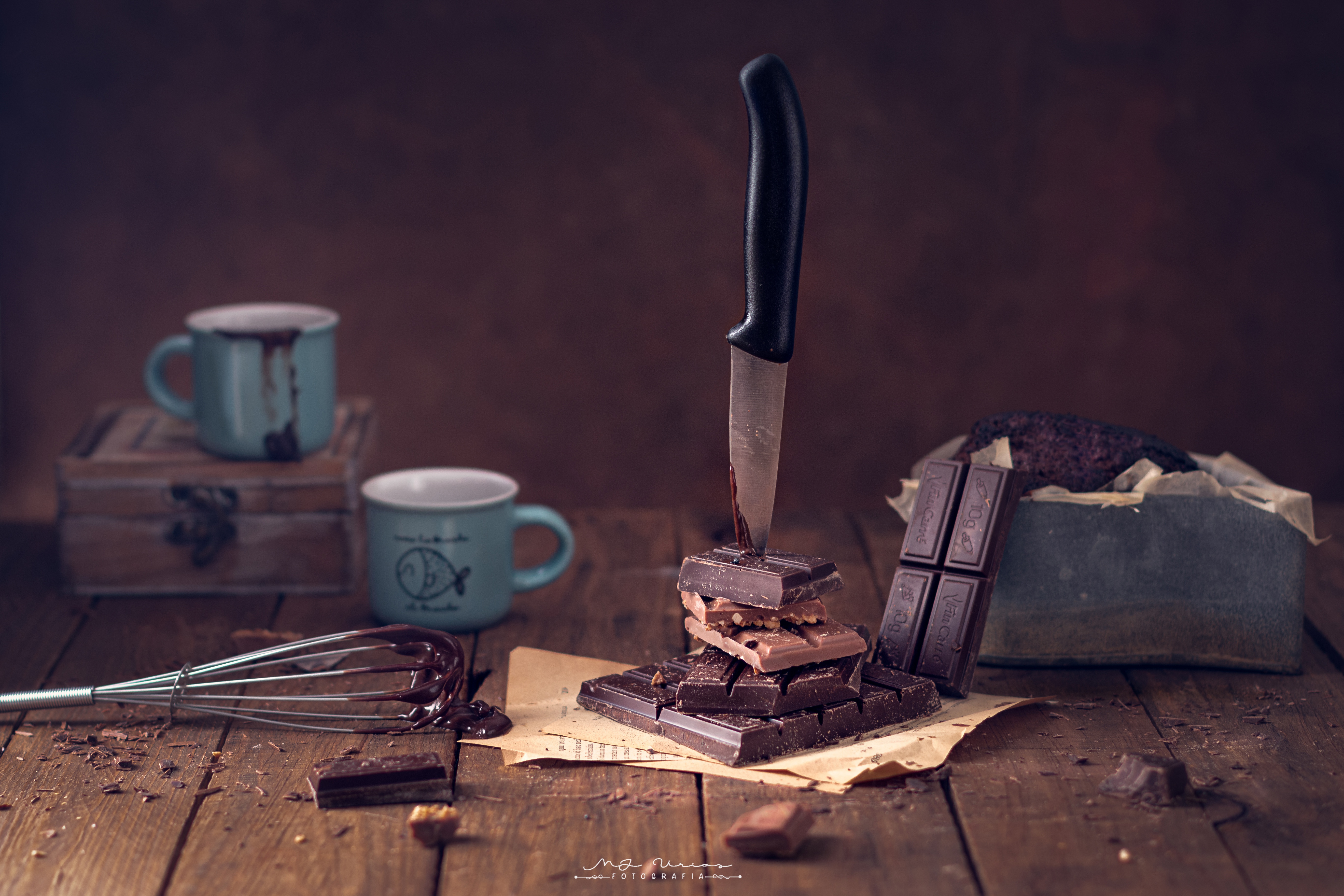 Download mobile wallpaper Food, Chocolate, Still Life, Knife for free.