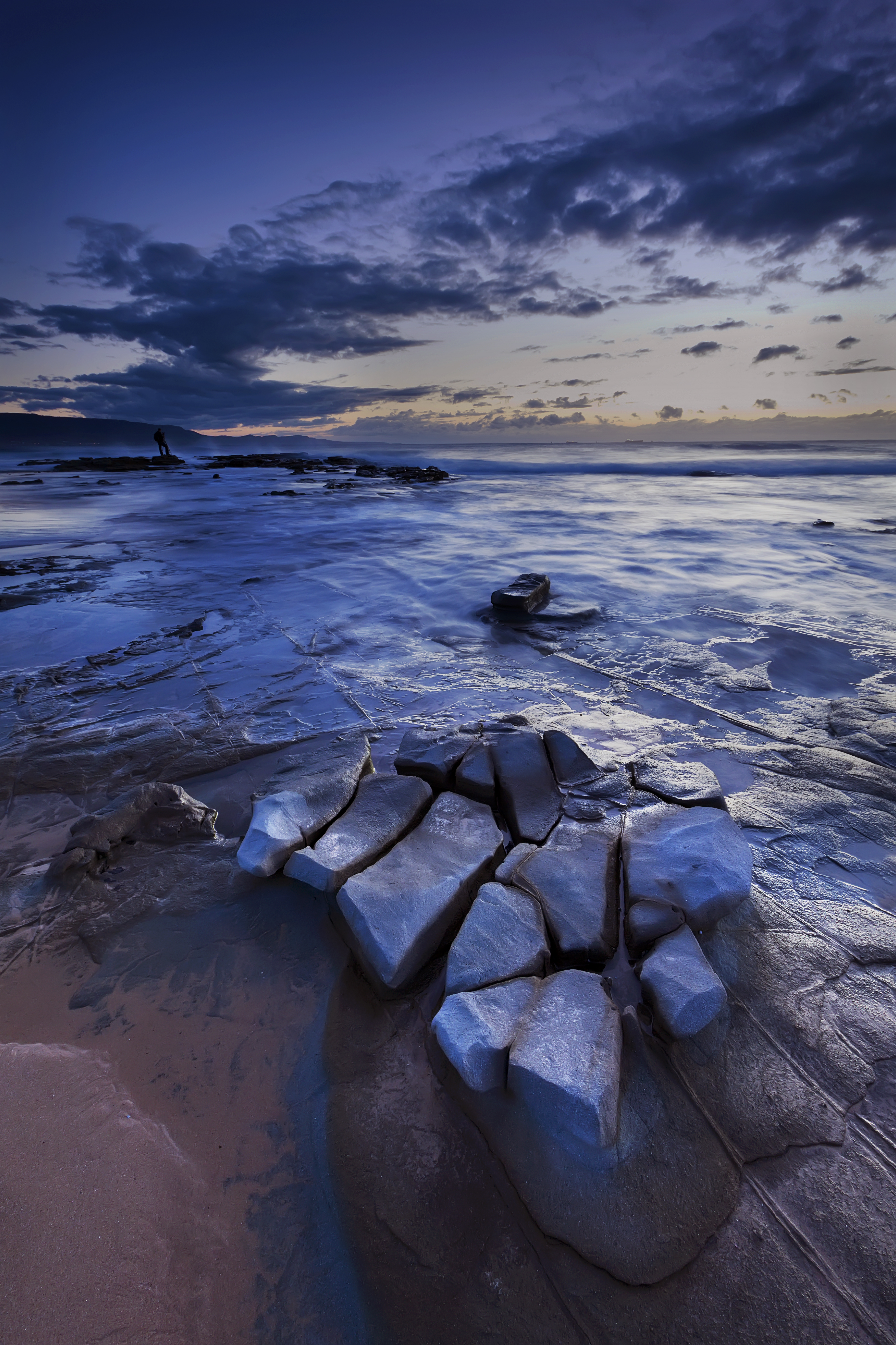 landscape, nature, coast, ocean, stone, evening, low tide