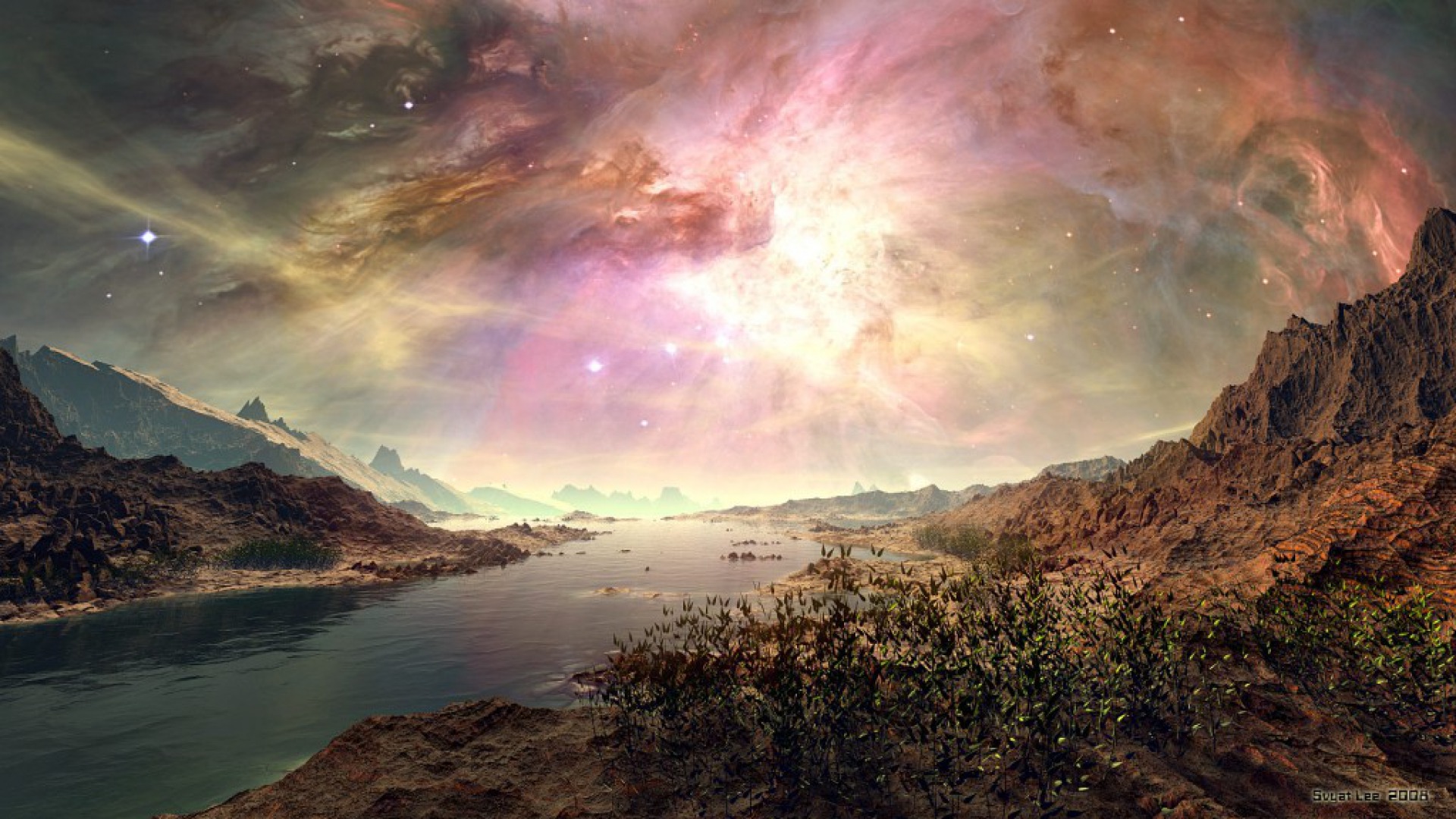 Handy-Wallpaper Landschaft, Science Fiction kostenlos herunterladen.