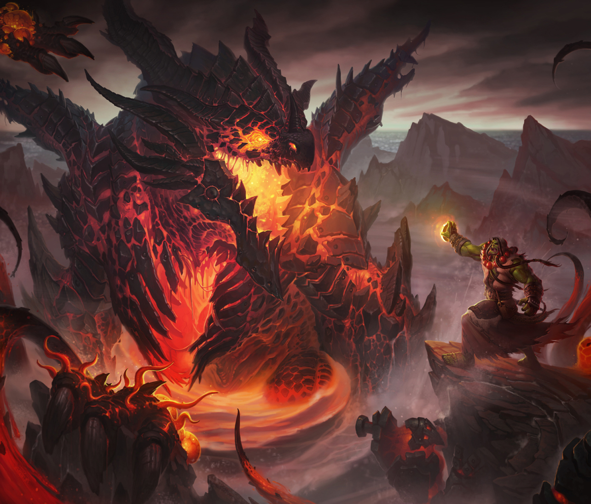 video game, world of warcraft, deathwing (world of warcraft), thrall (world of warcraft), dragon, warcraft High Definition image