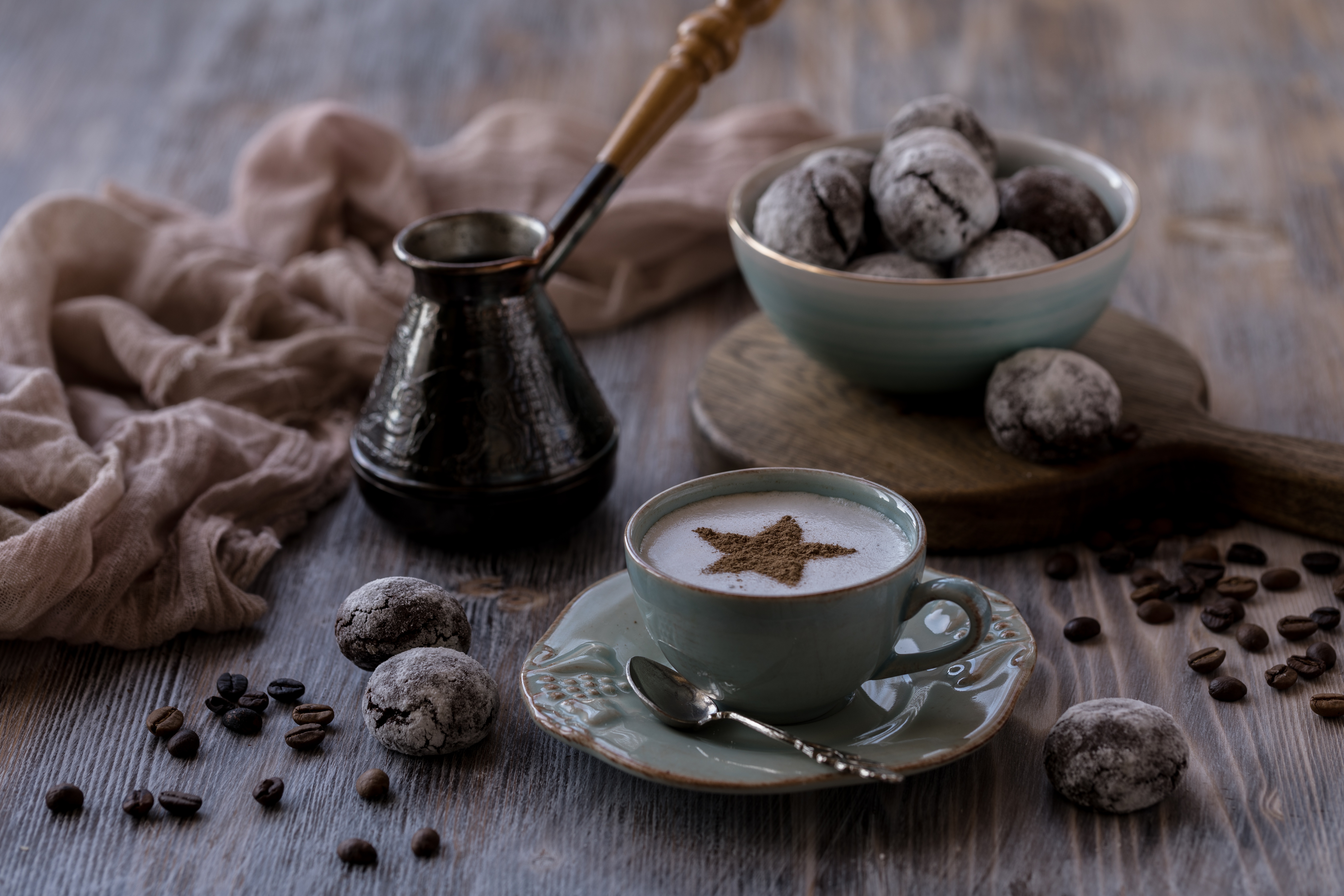 Download mobile wallpaper Food, Coffee, Still Life, Cup, Drink, Cookie for free.