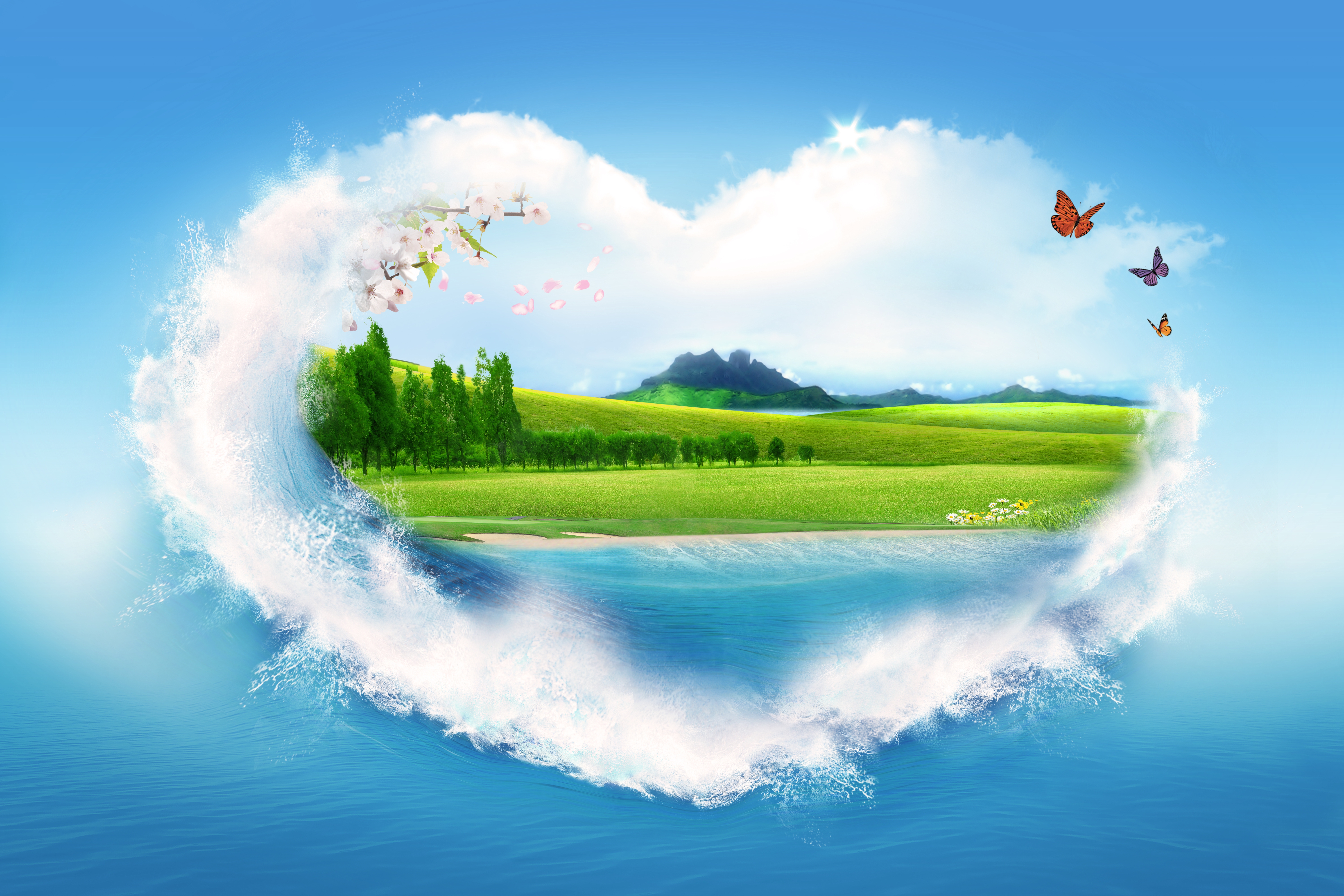 Baixe gratuitamente a imagem Nuvens, Um Coração, Foto, Verão, Coração, Miscelânea, Natureza, Variado, Desenho na área de trabalho do seu PC
