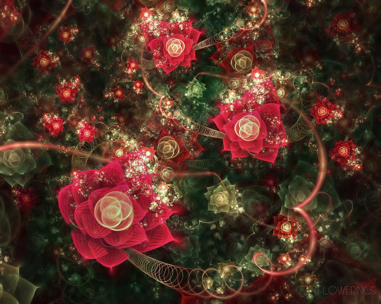 Download mobile wallpaper Colorful, Buds, Colourful, Abstract, Fractal, Roses for free.