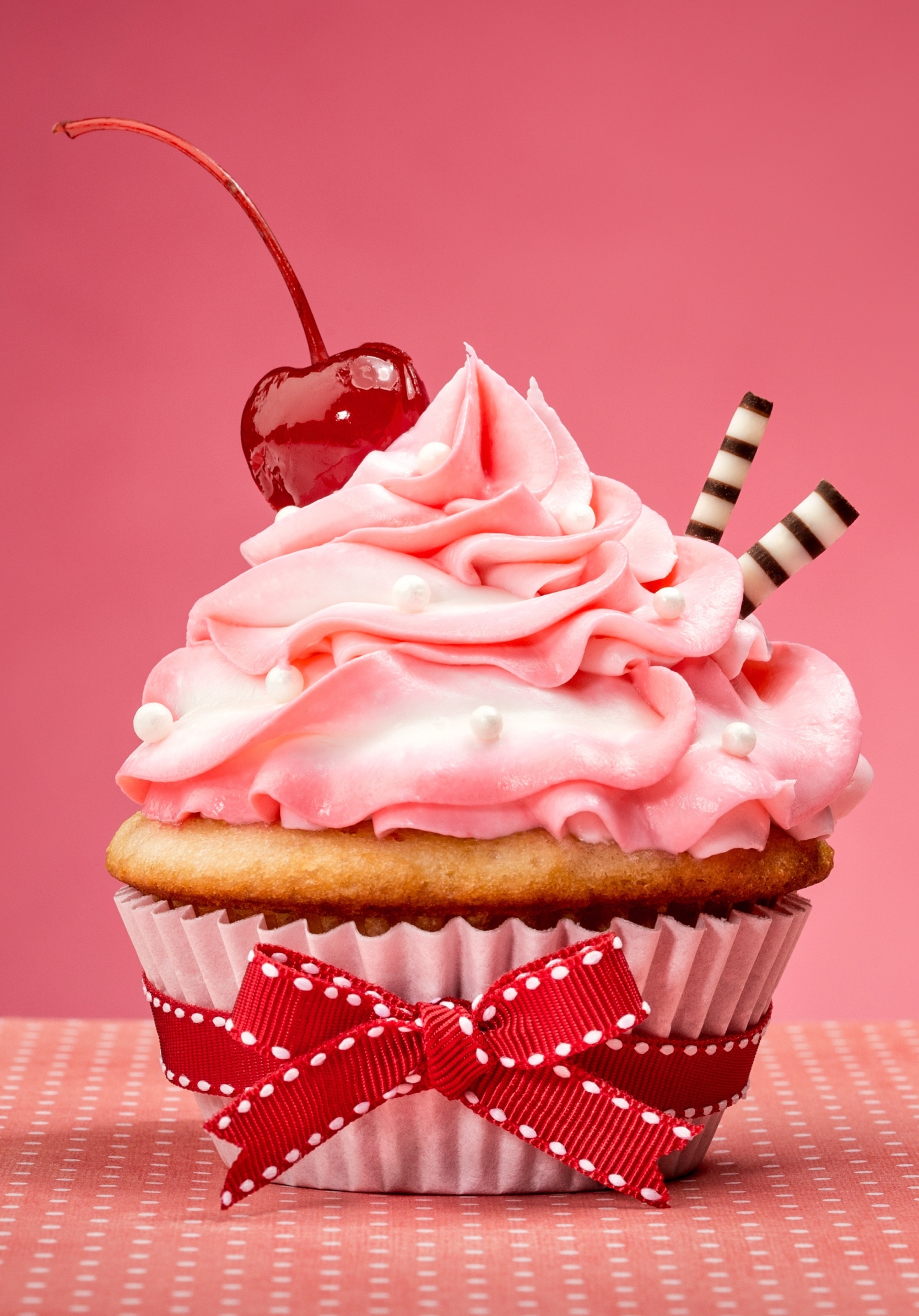 Download mobile wallpaper Food, Cherry, Dessert, Cream, Fruit, Cupcake for free.