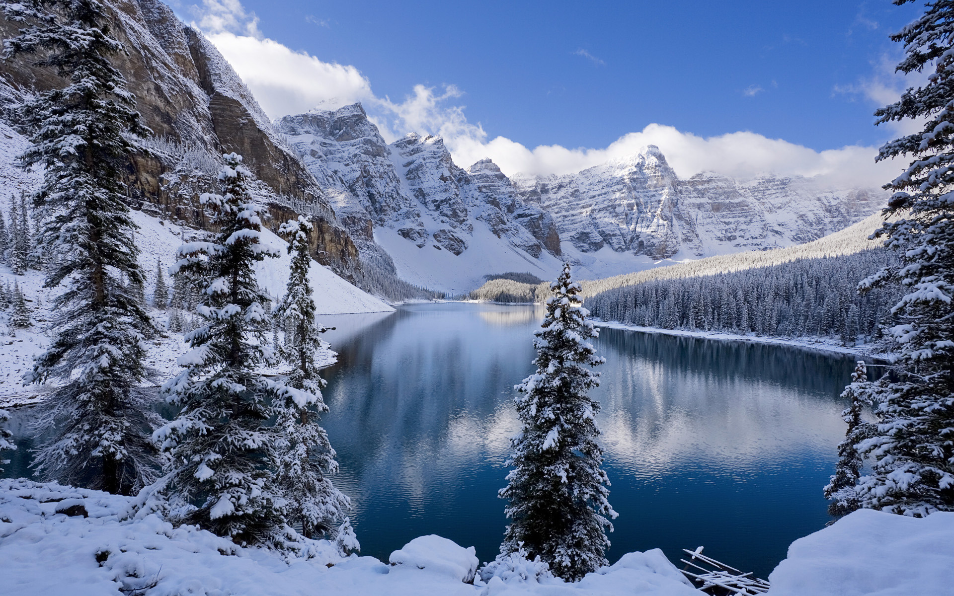 Download mobile wallpaper Winter, Snow, Mountain, Lake, Earth for free.