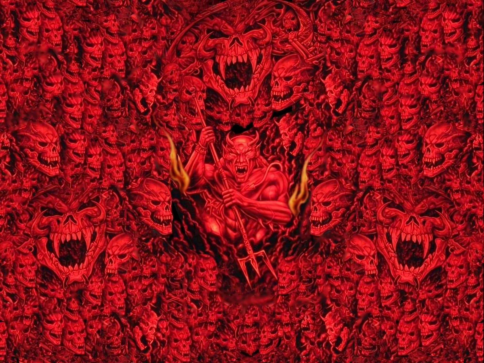 devil, red, demon, dark, hell, skull