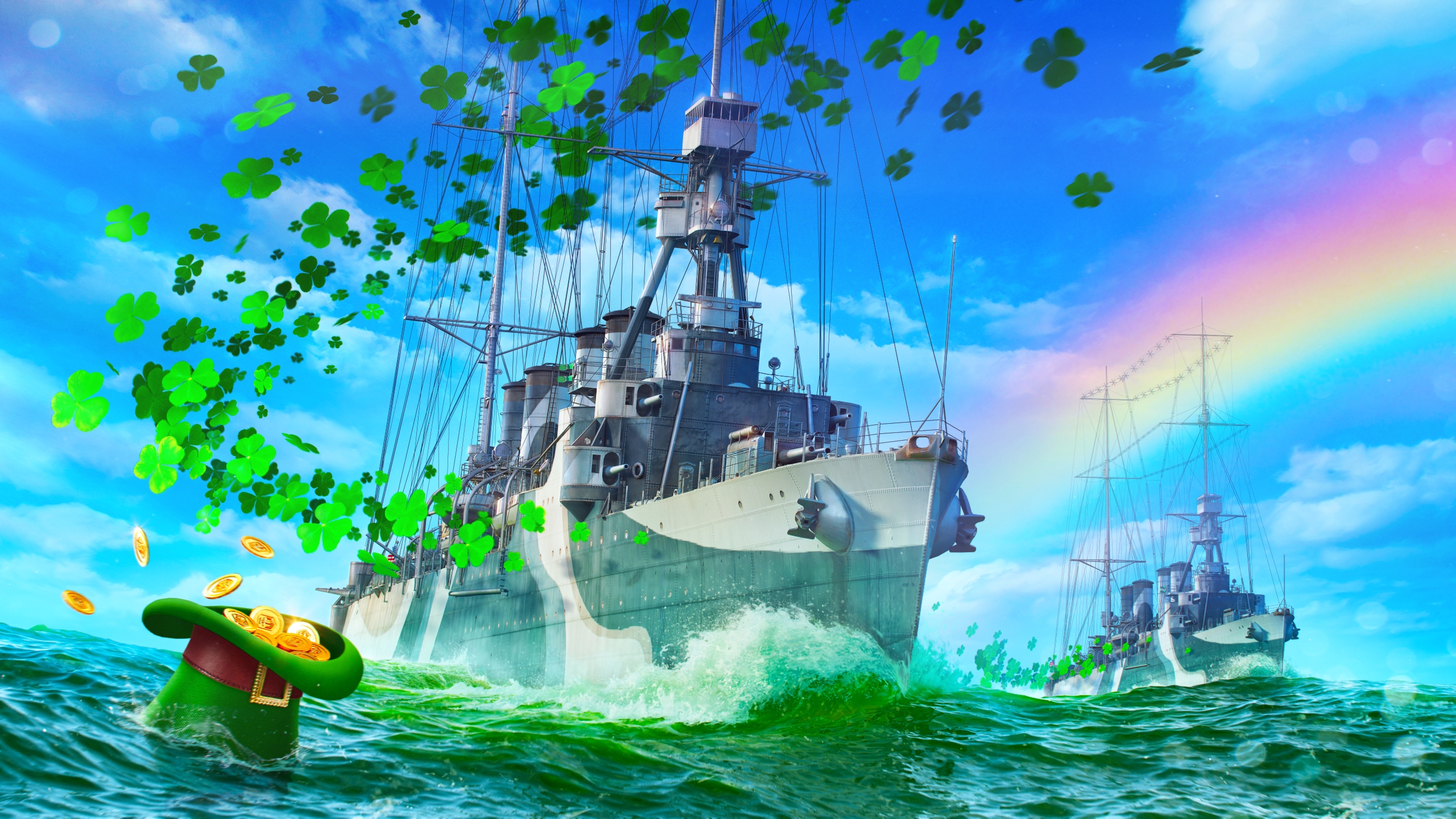 Скачать картинку День Святого Патрика, Видеоигры, Военный Корабль, Мир Военных Кораблей, Военные Корабли в телефон бесплатно.