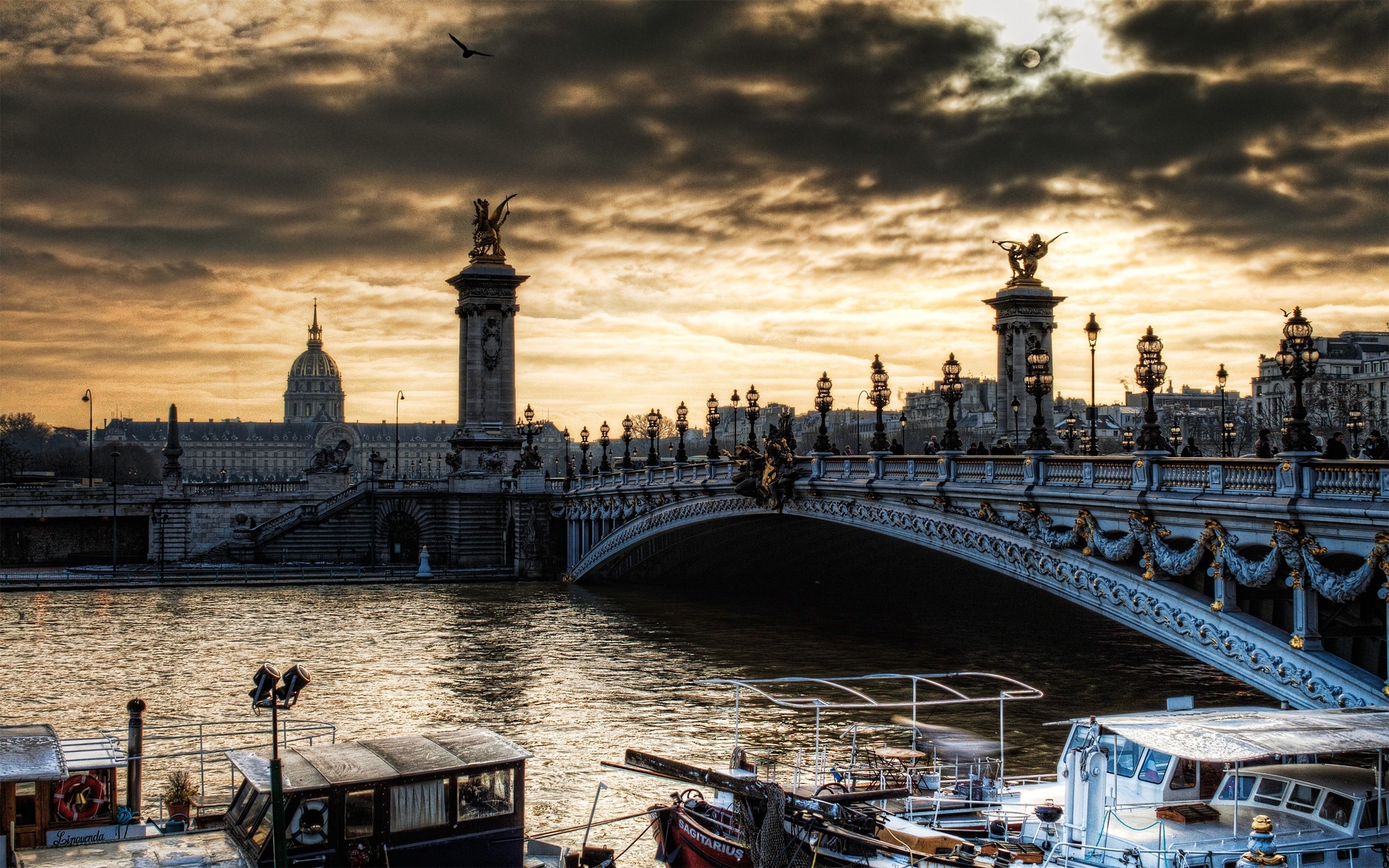 Скачать обои бесплатно Мосты, Париж, Франция, Мост, Сделано Человеком картинка на рабочий стол ПК