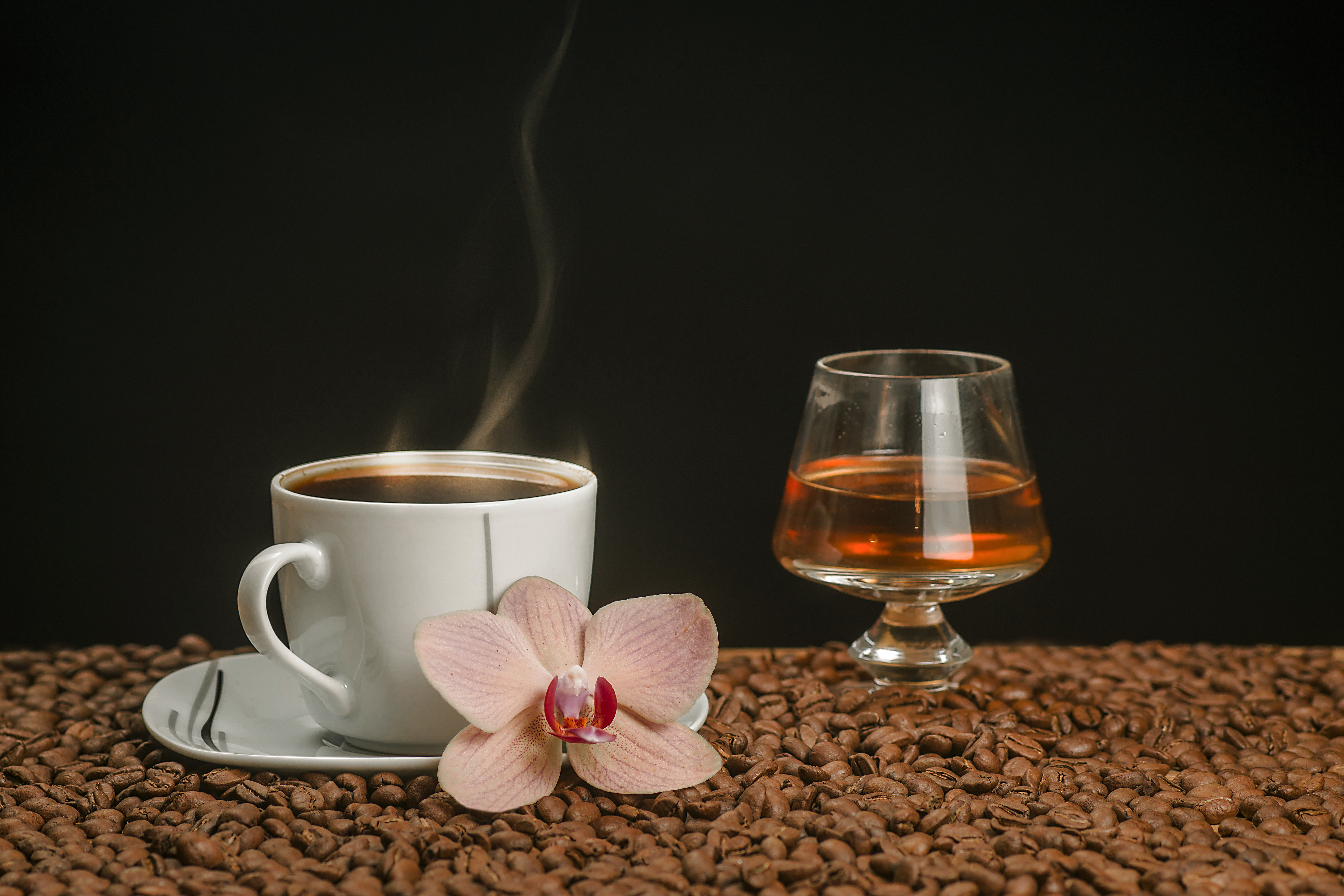 Free download wallpaper Food, Coffee, Still Life, Cup, Glass, Coffee Beans, Alcohol on your PC desktop