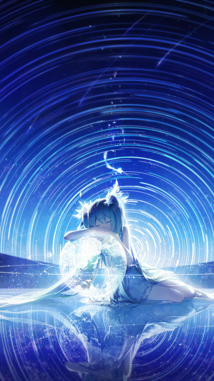 Download mobile wallpaper Anime, Reflection, Vocaloid, Blue Hair, Hatsune Miku, Time Lapse for free.