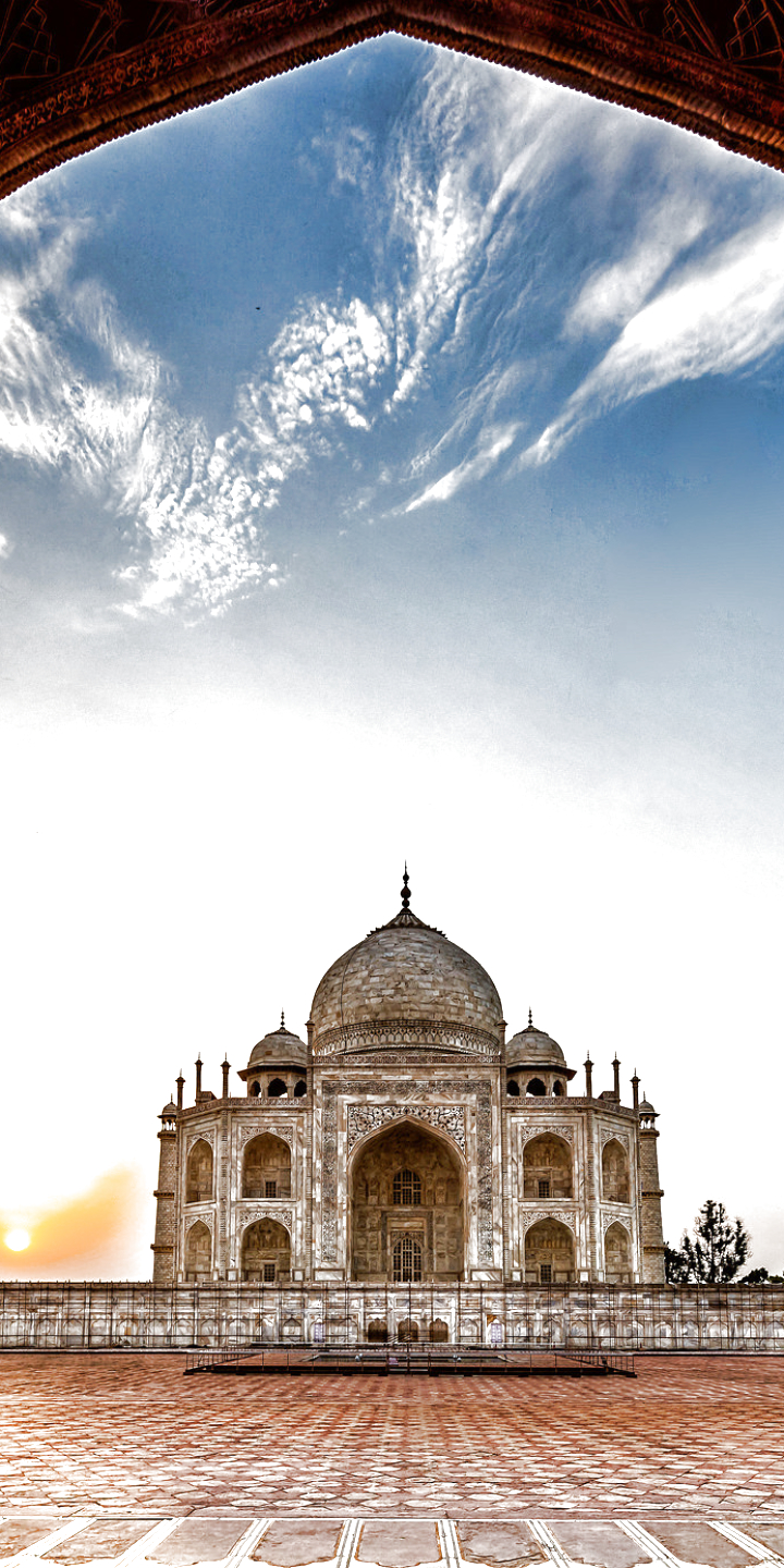 Handy-Wallpaper Taj Mahal, Gebäude, Monument, Kuppel, Indien, Monumente, Menschengemacht kostenlos herunterladen.
