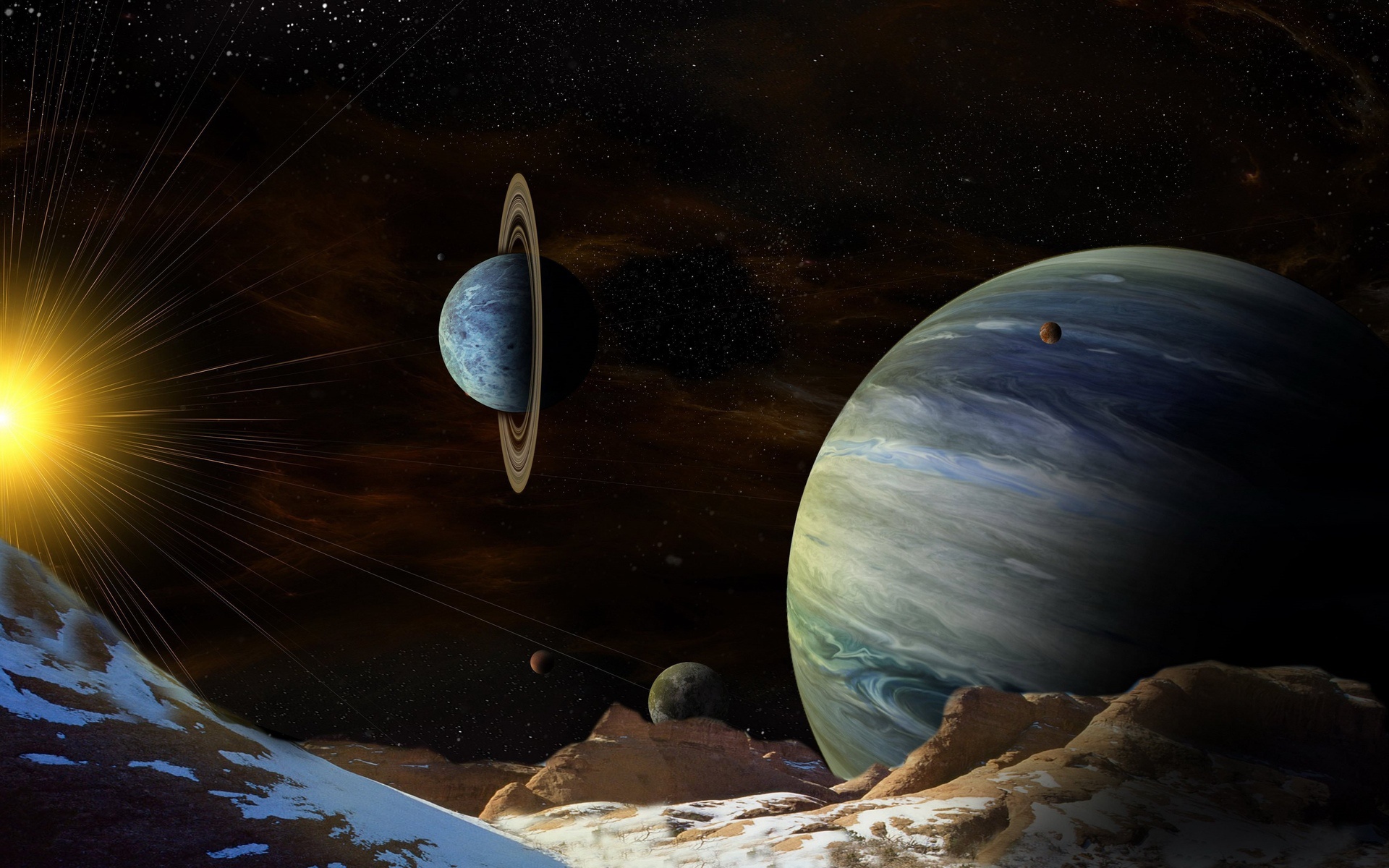 Free download wallpaper Landscape, Planet, Sci Fi, Planetary Ring on your PC desktop
