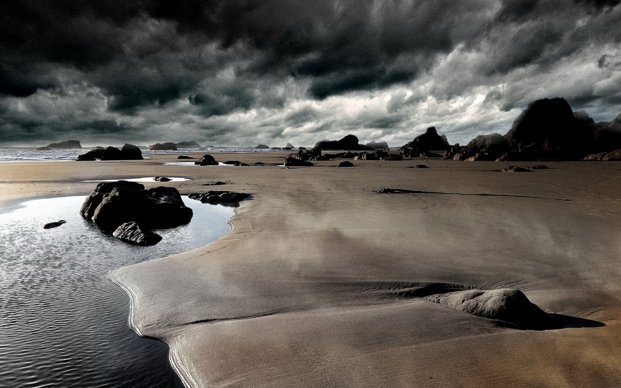Free download wallpaper Nature, Sea, Mainly Cloudy, Overcast, Sky, Sand on your PC desktop
