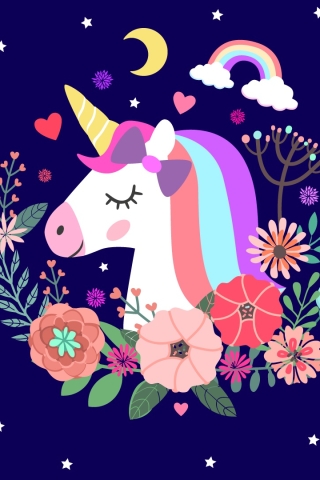 Download mobile wallpaper Fantasy, Stars, Flower, Unicorn, Fantasy Animals for free.