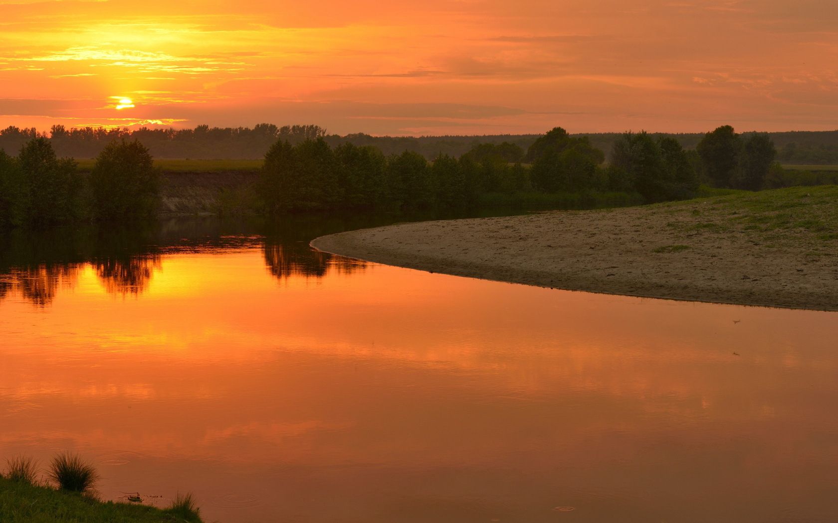 Free download wallpaper Nature, Rivers, Sunset, Landscape on your PC desktop