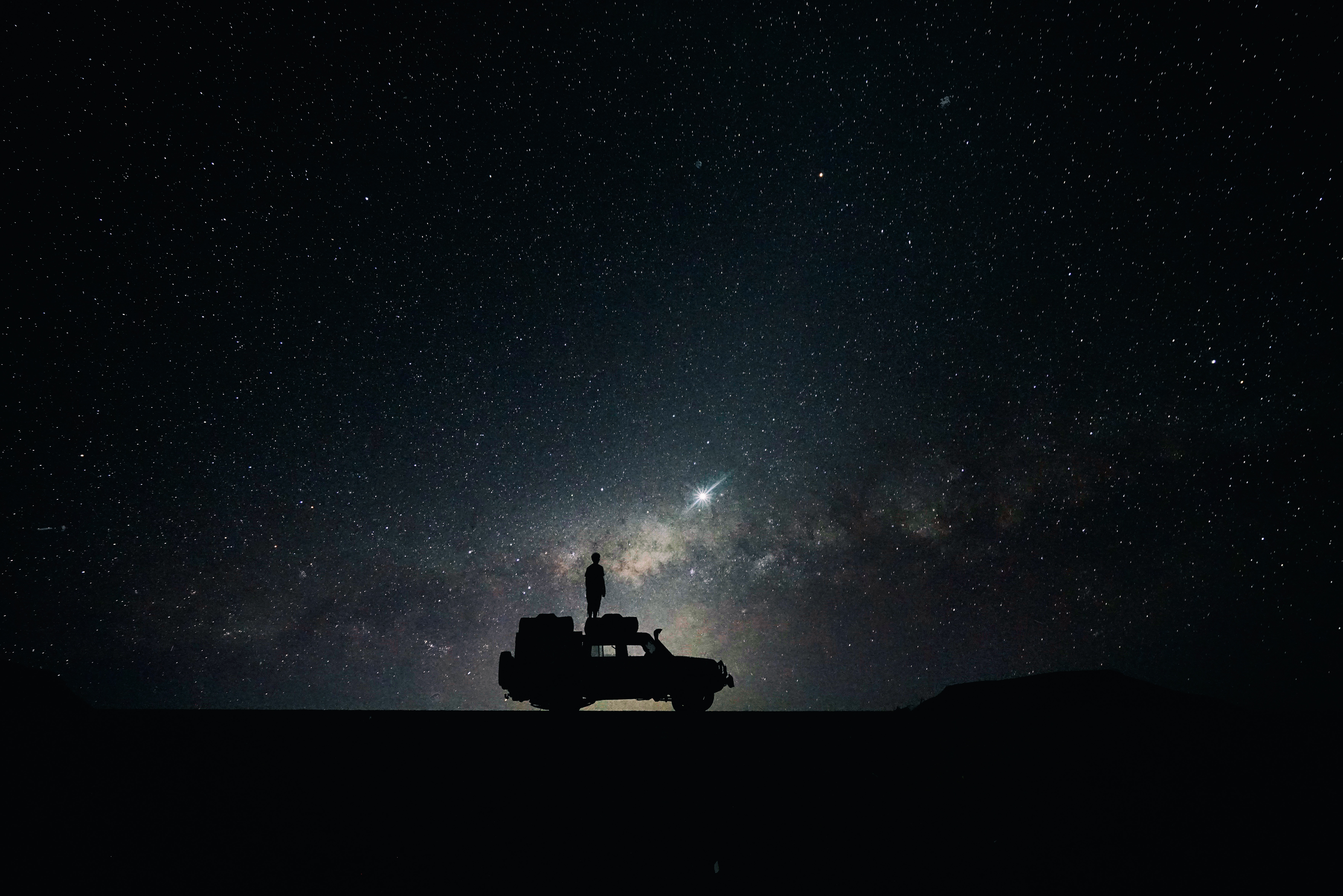 car, universe, sky, stars
