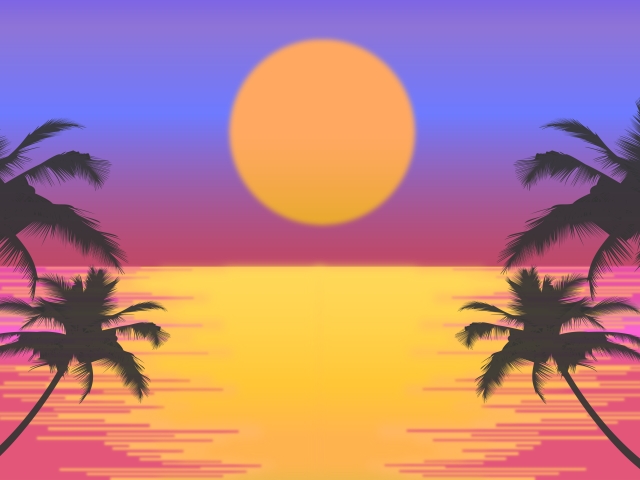 Free download wallpaper Sun, Retro, Artistic, Palm Tree on your PC desktop