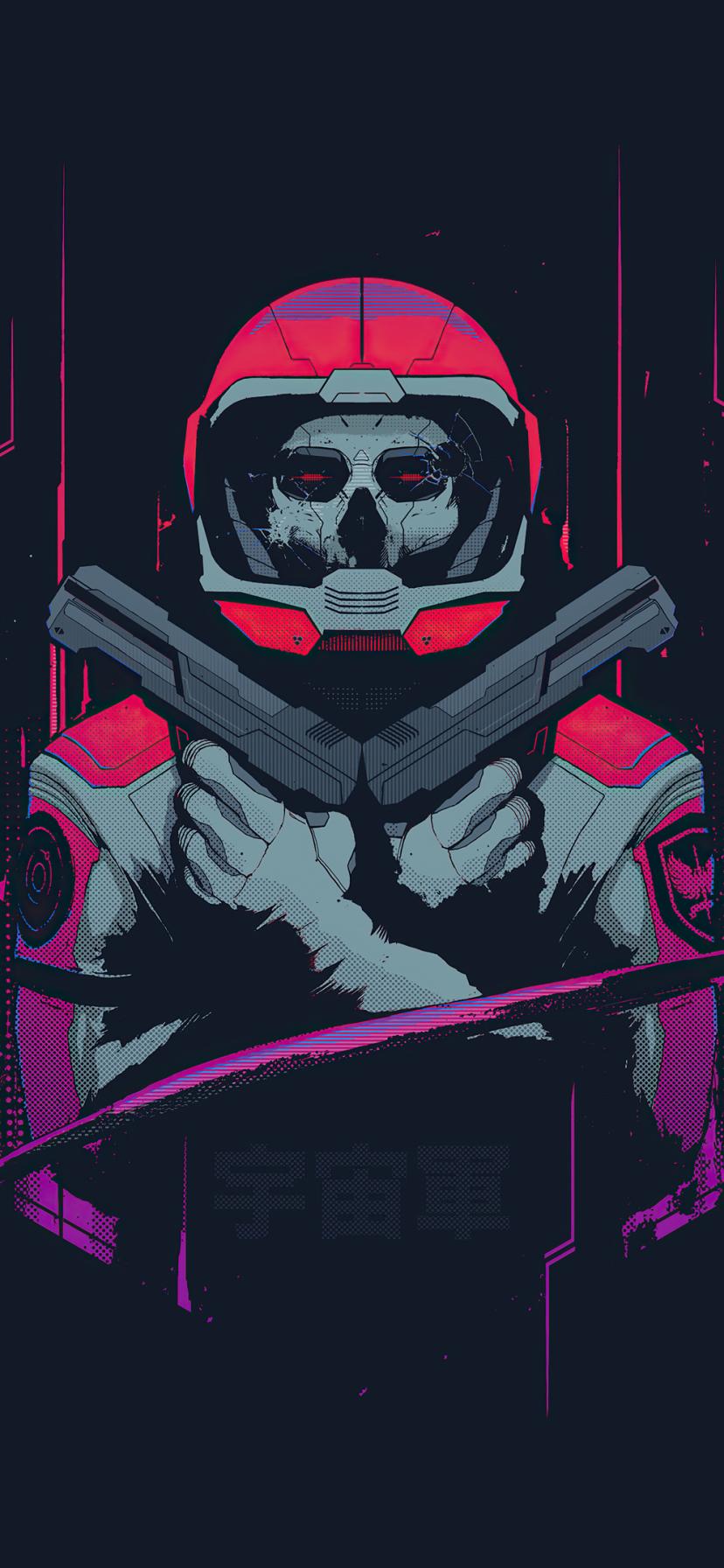 Download mobile wallpaper Dark, Cyberpunk, Sci Fi, Skull, Astronaut, Gun for free.