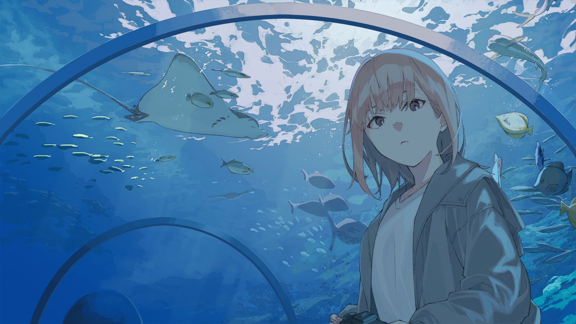 Laden Sie das Mädchen, Fisch, Unterwasser, Animes-Bild kostenlos auf Ihren PC-Desktop herunter