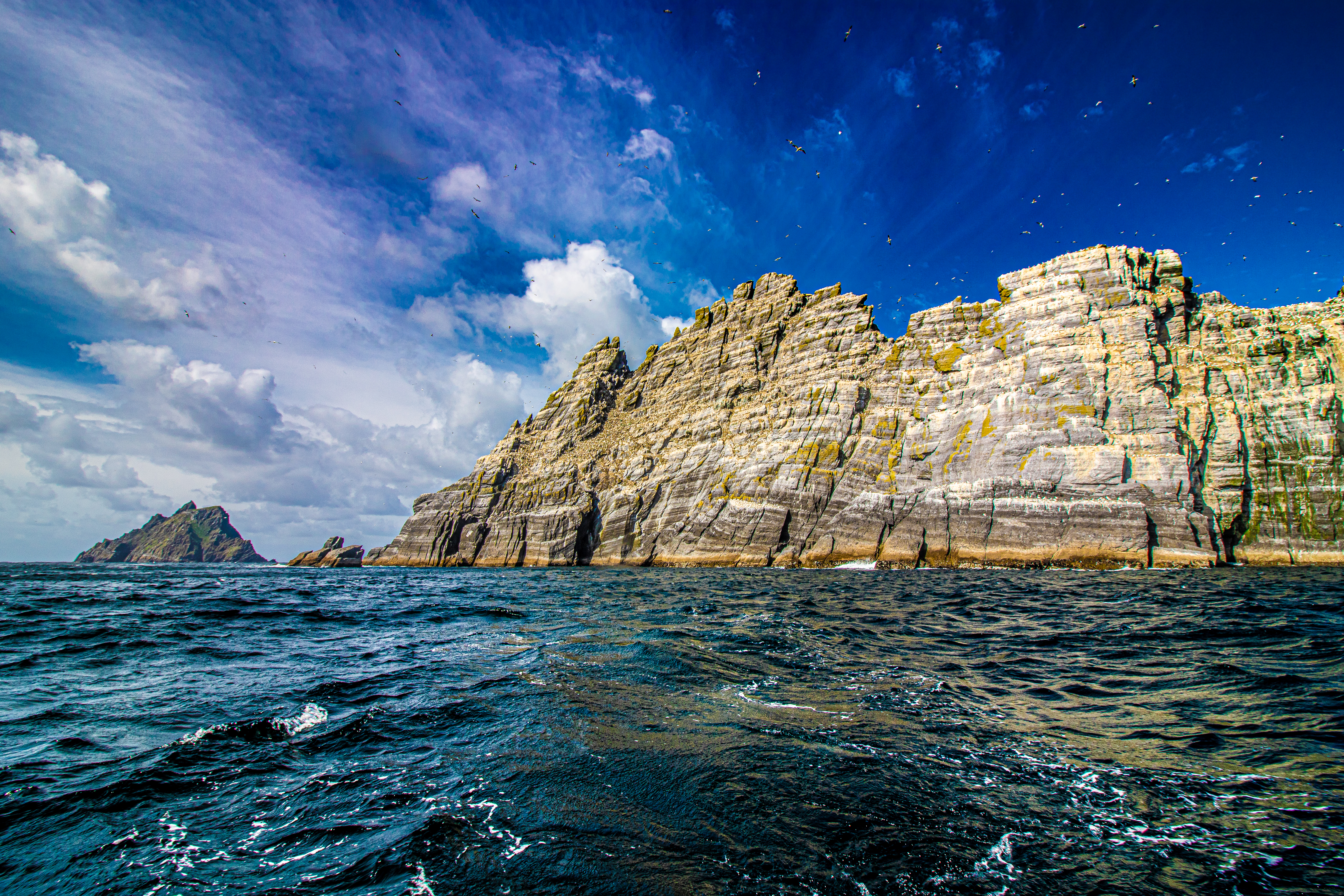cliff, nature, sea, waves, rocks Full HD