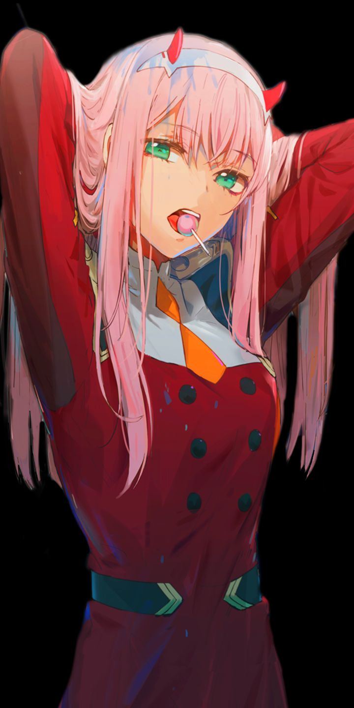 Handy-Wallpaper Grüne Augen, Pinkes Haar, Animes, Darling In The Franxx, Zero Two (Liebling Im Franxx) kostenlos herunterladen.