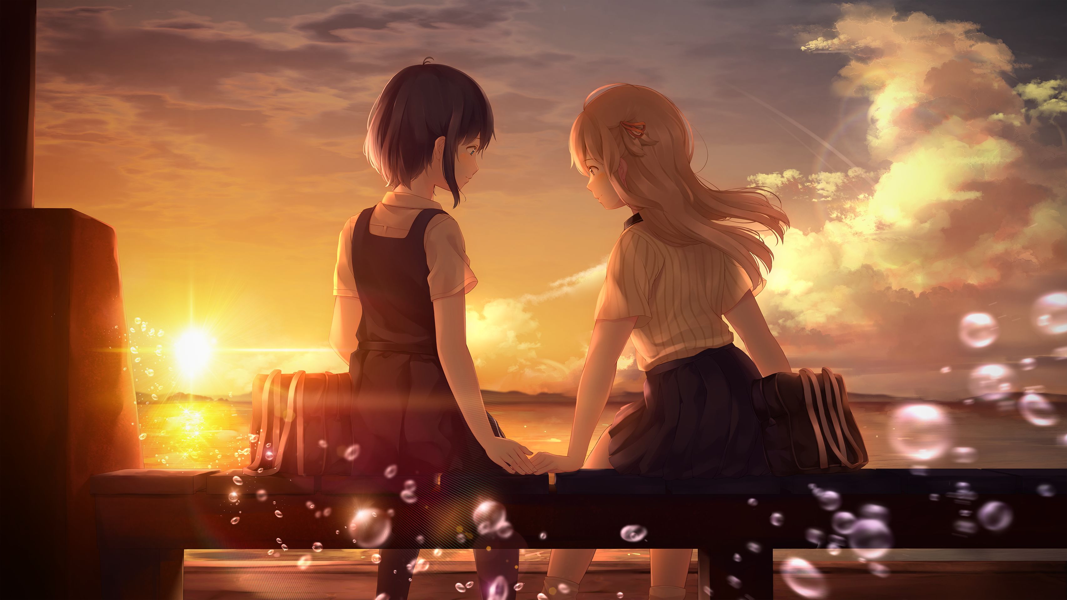 Download mobile wallpaper Anime, Sunset, Original for free.