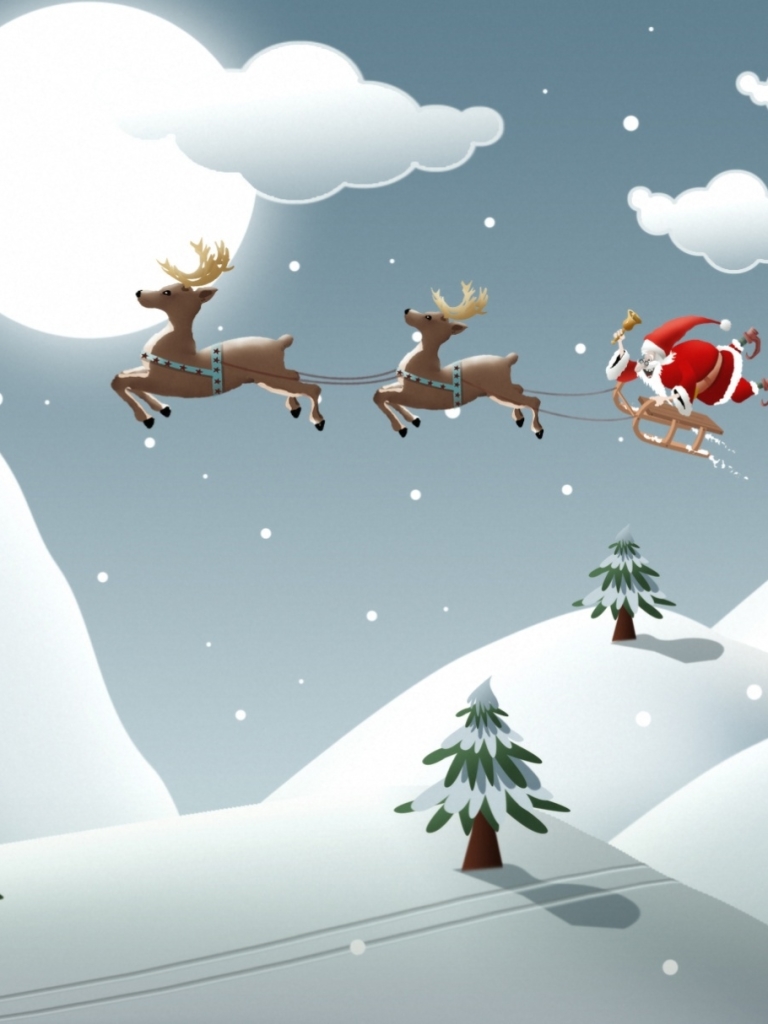 Download mobile wallpaper Christmas, Holiday, Santa, Reindeer for free.