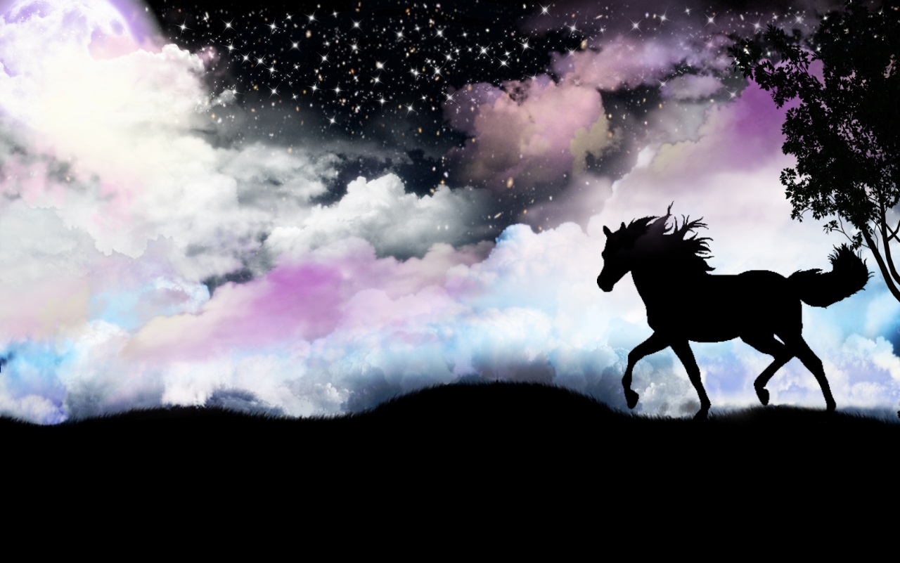 Free download wallpaper Stars, Animal, Cloud, Horse on your PC desktop