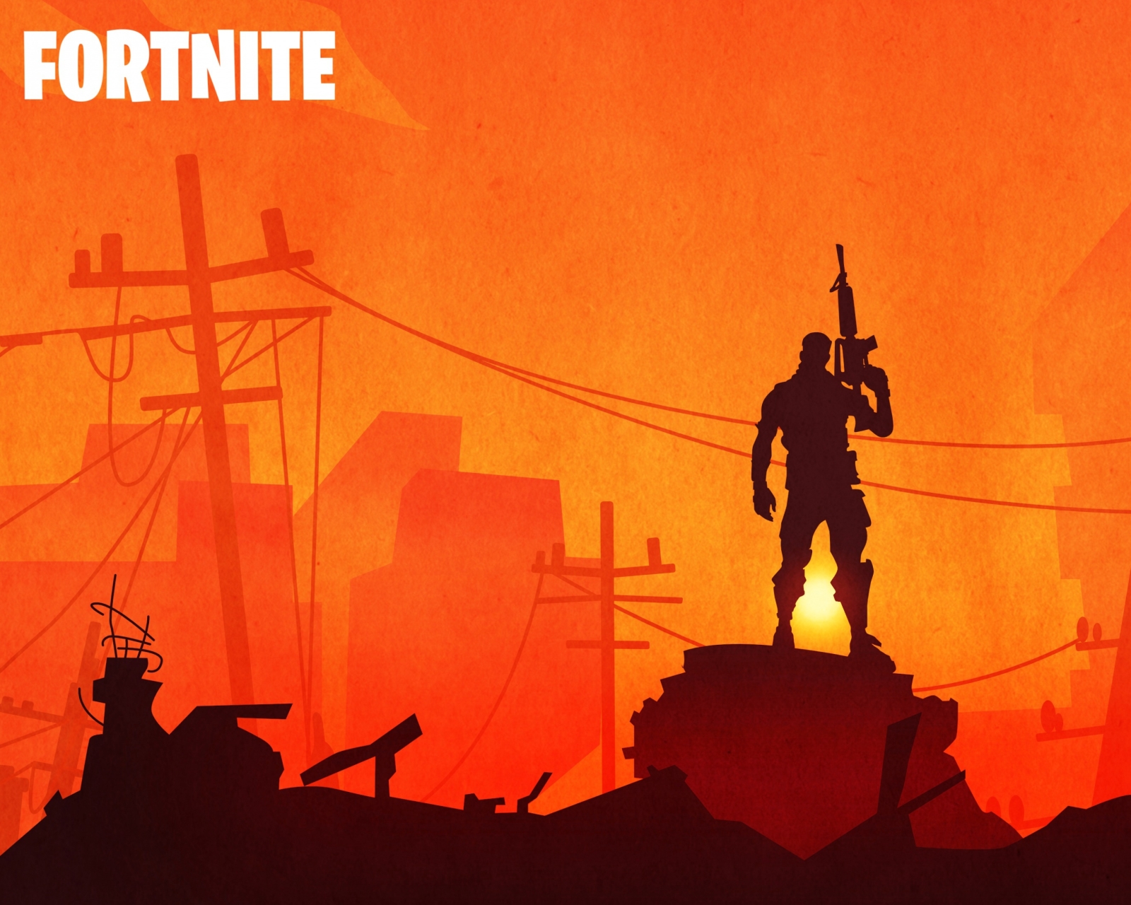 Download mobile wallpaper Sunset, Silhouette, Warrior, Video Game, Fortnite for free.