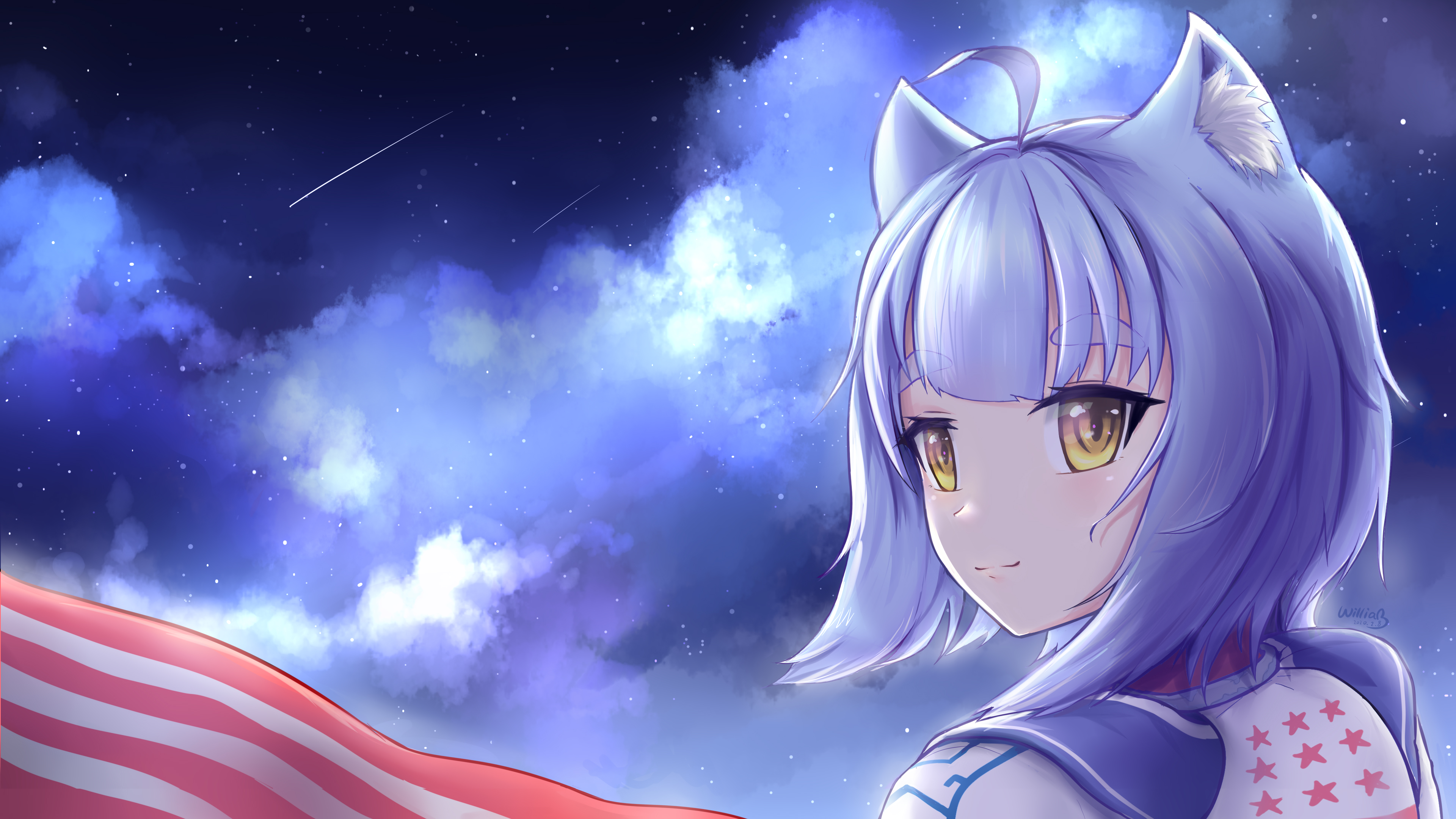 Free download wallpaper Anime, Sky, Original, Animal Ears on your PC desktop