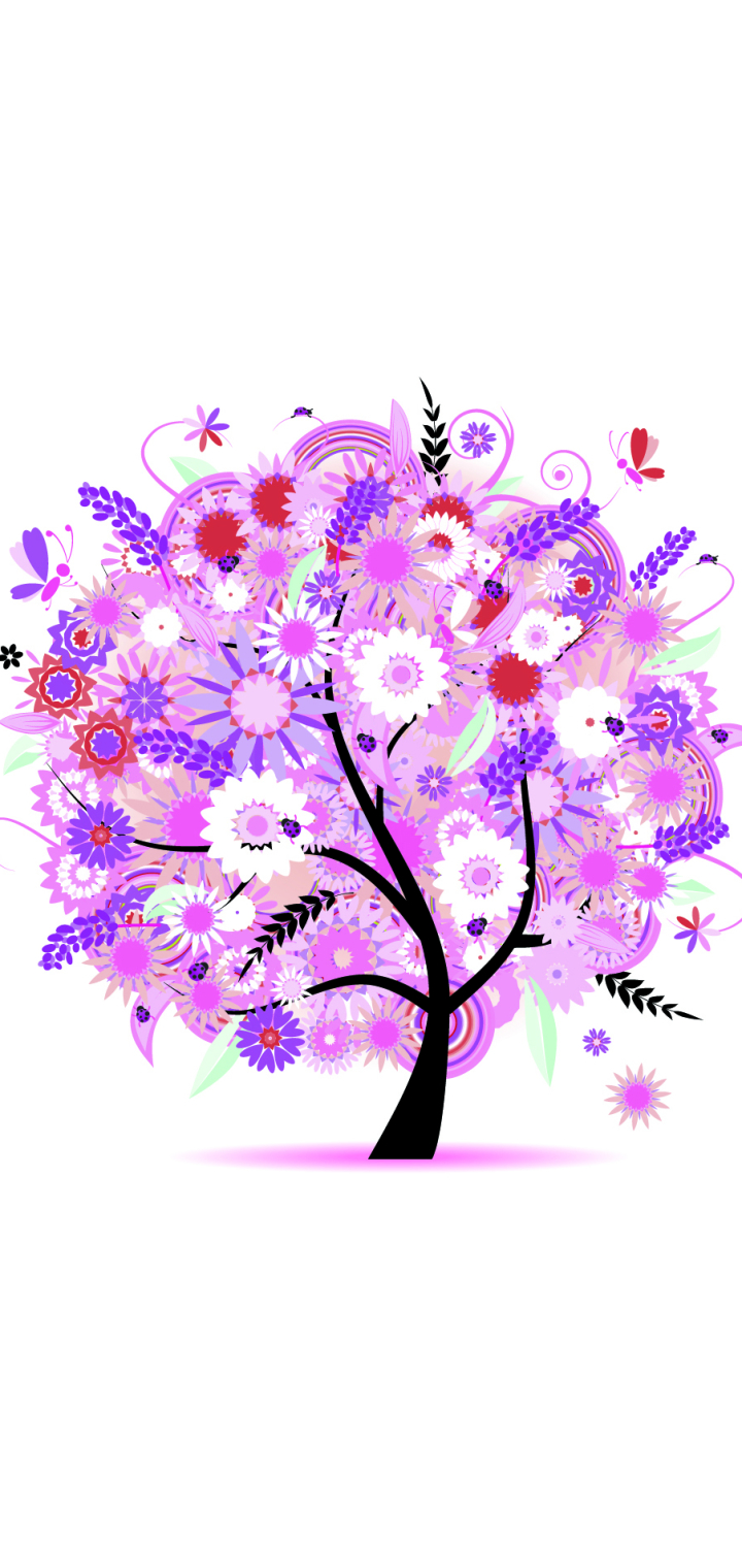 Скачать картинку Цветок, Дерево, Весна, Пурпурный, Художественные в телефон бесплатно.