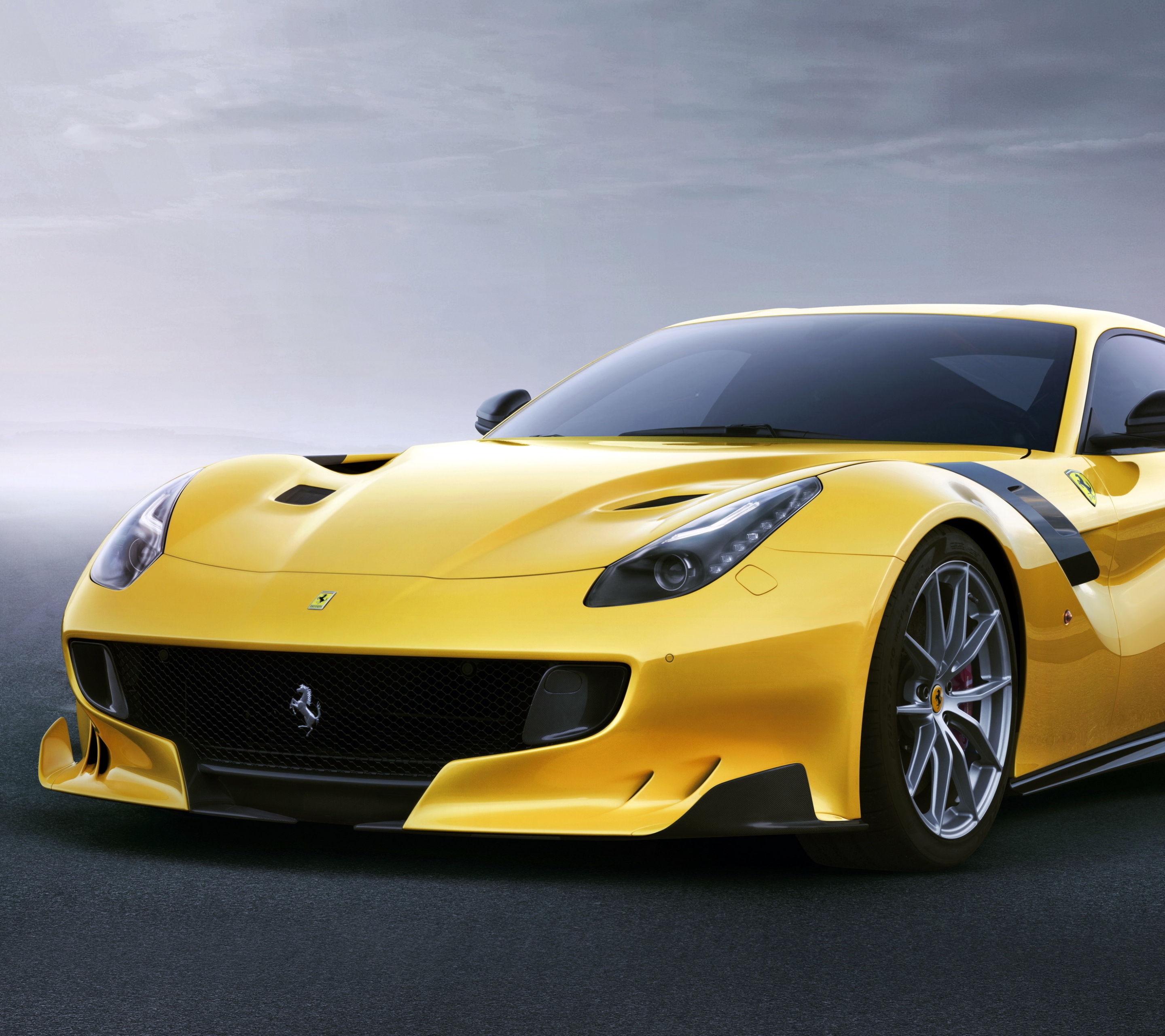 Download mobile wallpaper Ferrari, Car, Vehicle, Ferrari F12Berlinetta, Vehicles, Yellow Car for free.