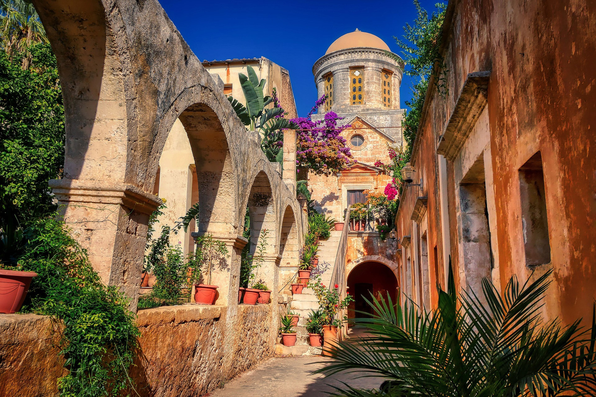 Laden Sie das Griechenland, Kloster, Religiös, Kloster Agia Triada-Bild kostenlos auf Ihren PC-Desktop herunter