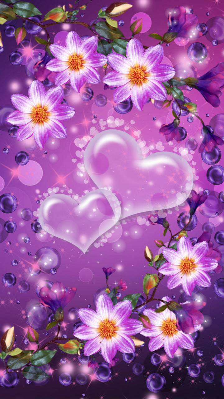 Download mobile wallpaper Flowers, Flower, Heart, Artistic, Purple Flower for free.