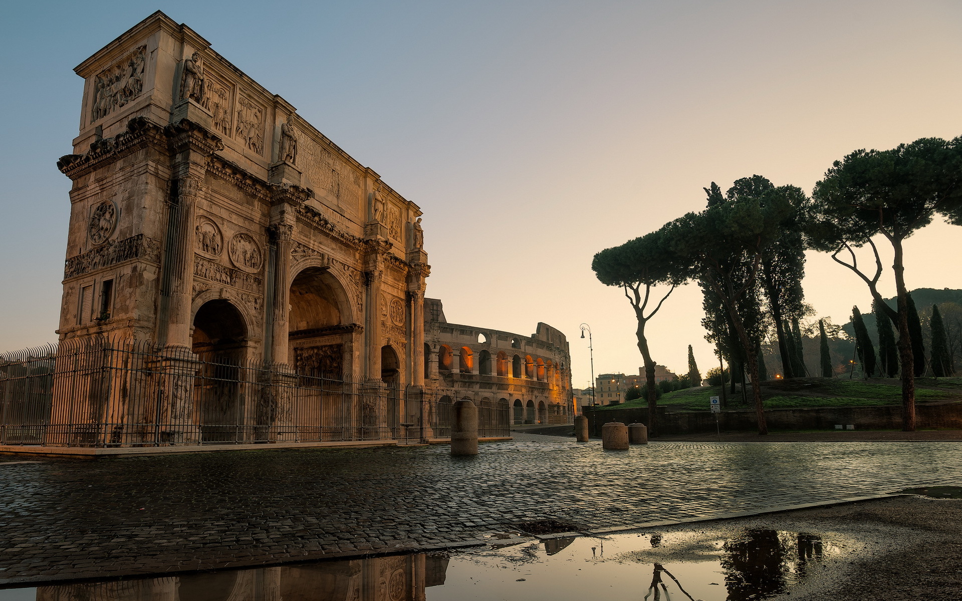 colosseum, rome, man made, arch of constantine, arch, architecture, columns, italy, ruin, monuments