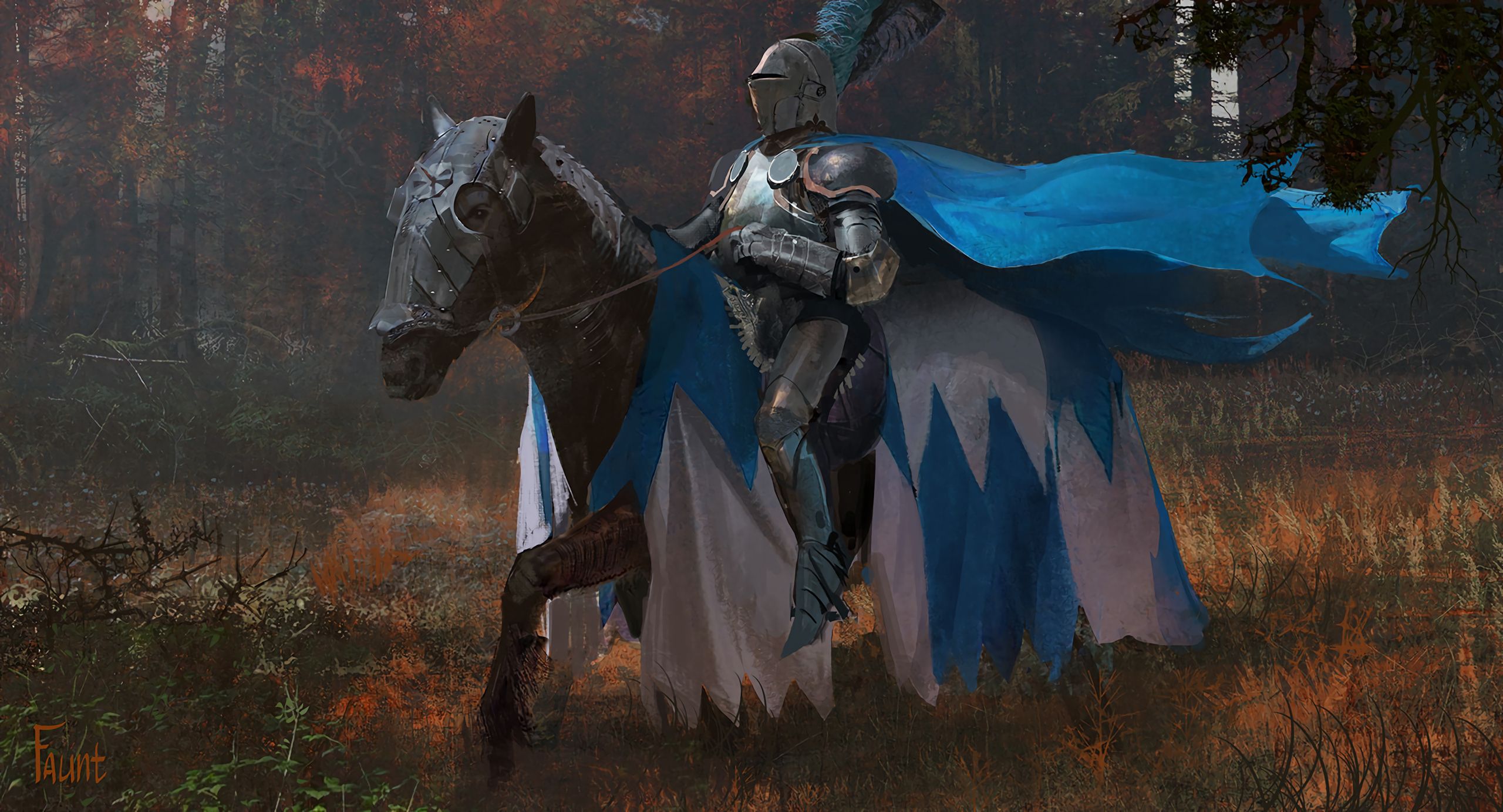 無料モバイル壁紙ファンタジー, 馬, 戦士, 騎士, 鎧をダウンロードします。