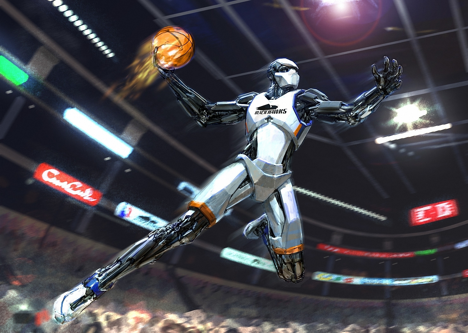 Handy-Wallpaper Basketball, Roboter, Science Fiction, Cyborg kostenlos herunterladen.