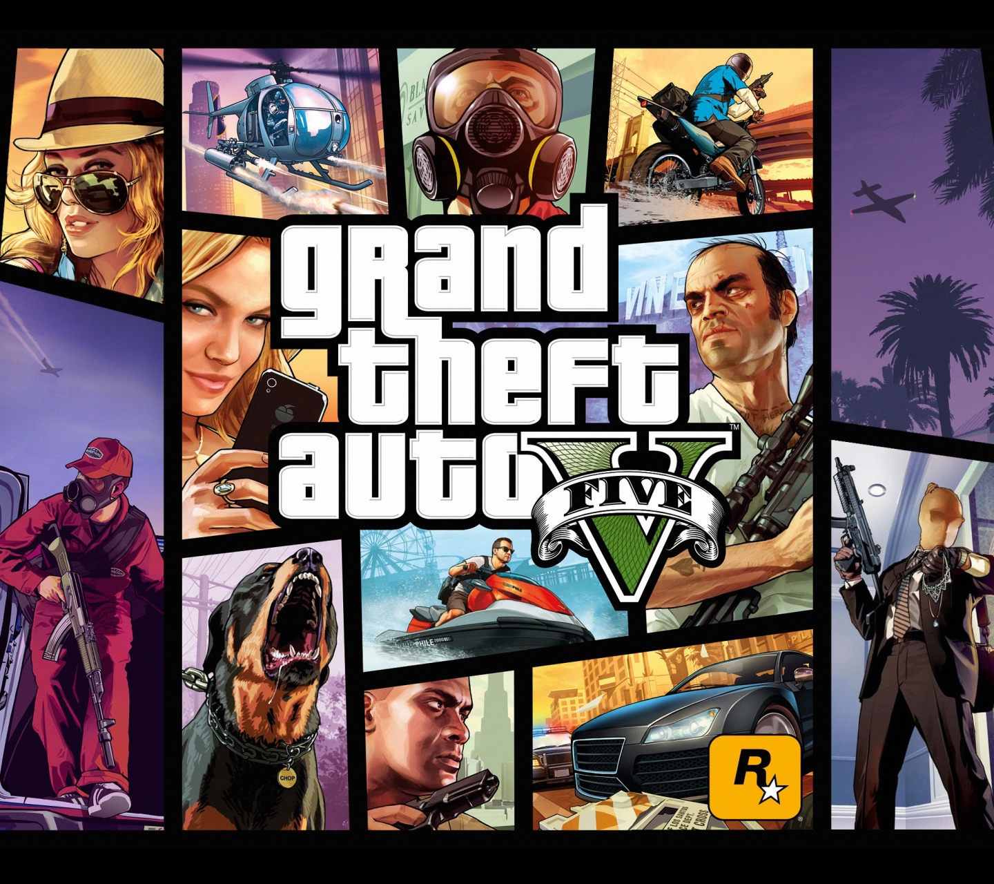 Скачати мобільні шпалери Grand Theft Auto, Відеогра, Grand Theft Auto V, Франклін Клінтон, Майкл Де Санта, Чоп (Grand Theft Auto), Тревор Філіпс безкоштовно.