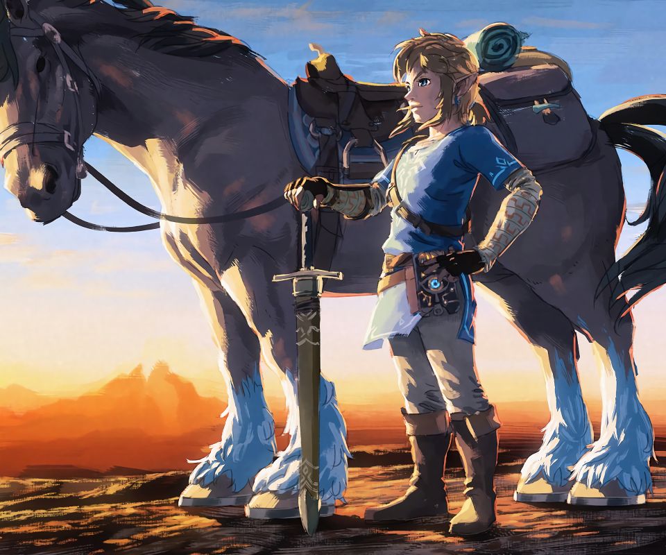 Handy-Wallpaper Pferd, Verknüpfung, Computerspiele, Hauspferd, Zelda, The Legend Of Zelda: Breath Of The Wild kostenlos herunterladen.