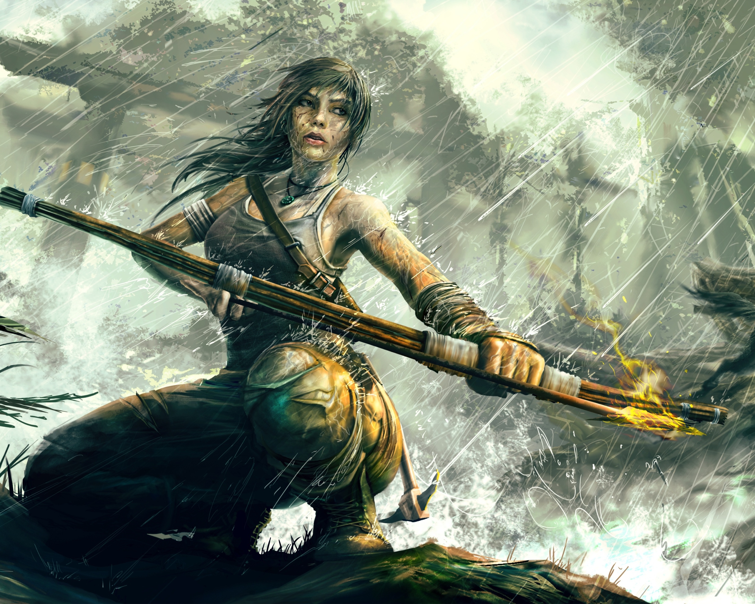 Free download wallpaper Tomb Raider, Arrow, Wolf, Bow, Video Game, Lara Croft on your PC desktop