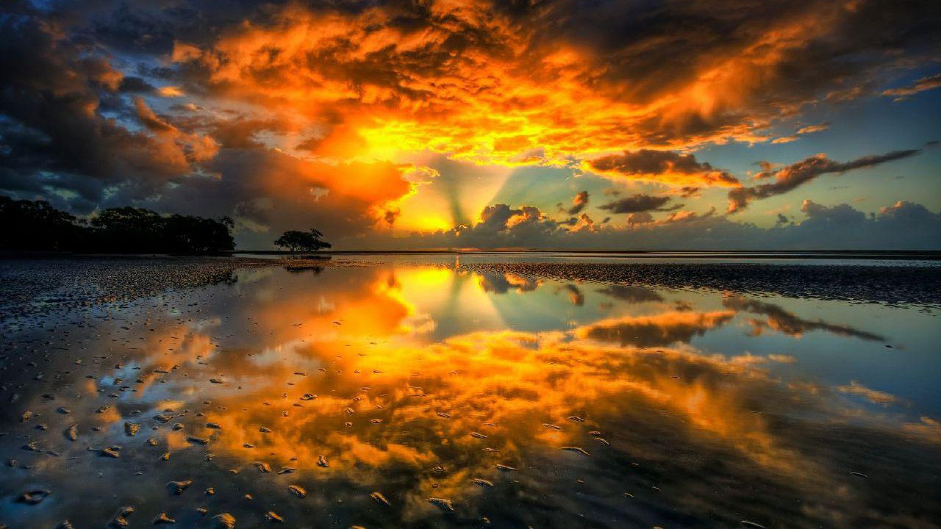 sun, water, cloud, earth, reflection