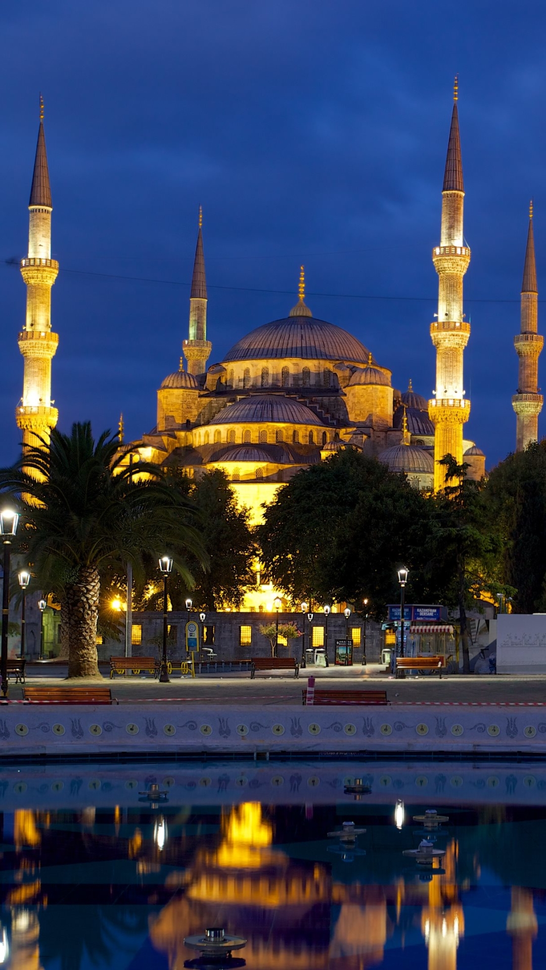 Скачать картинку Ночь, Мечеть, Ислам, Религиозные, Мечеть Султана Ахмеда, Мечети в телефон бесплатно.