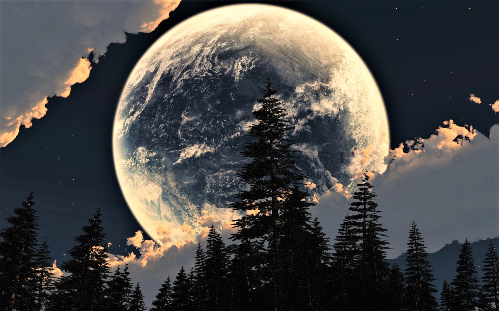 Descarga gratuita de fondo de pantalla para móvil de Luna, Bosque, Árbol, Tierra, Nube, Tierra/naturaleza.