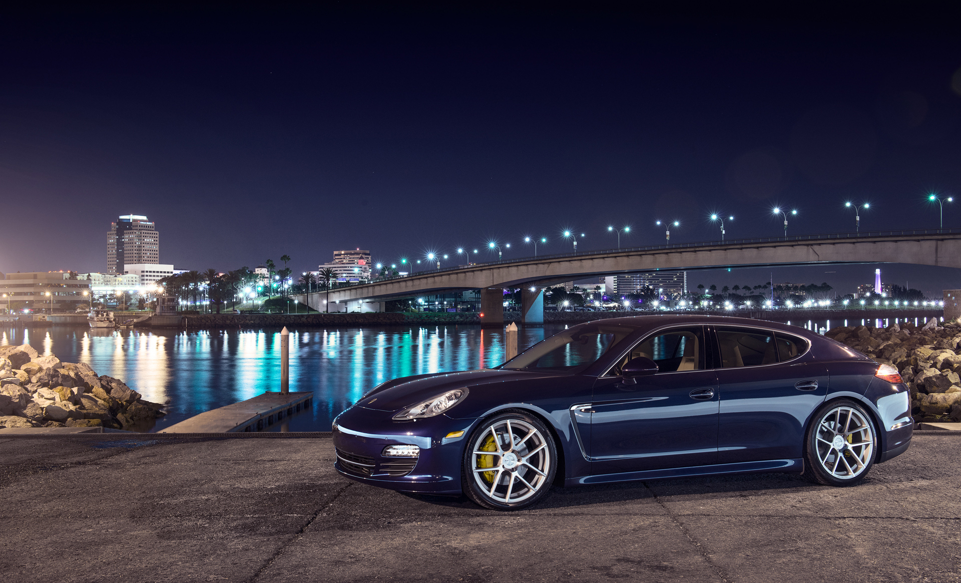 Free download wallpaper Side View, Panamera S, Night, Cars, City, Porsche on your PC desktop
