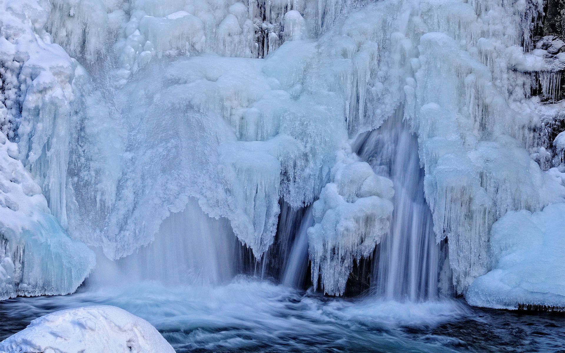 73329 скачать обои лёд, природа, водопад, река, поток - заставки и картинки бесплатно