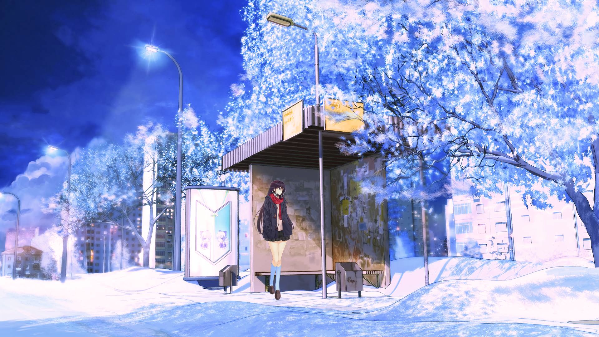 Laden Sie das Winter, Mädchen, Animes, Tuhu-Bild kostenlos auf Ihren PC-Desktop herunter