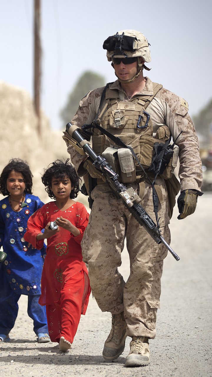 Download mobile wallpaper Child, Military, Soldier, Afghan for free.